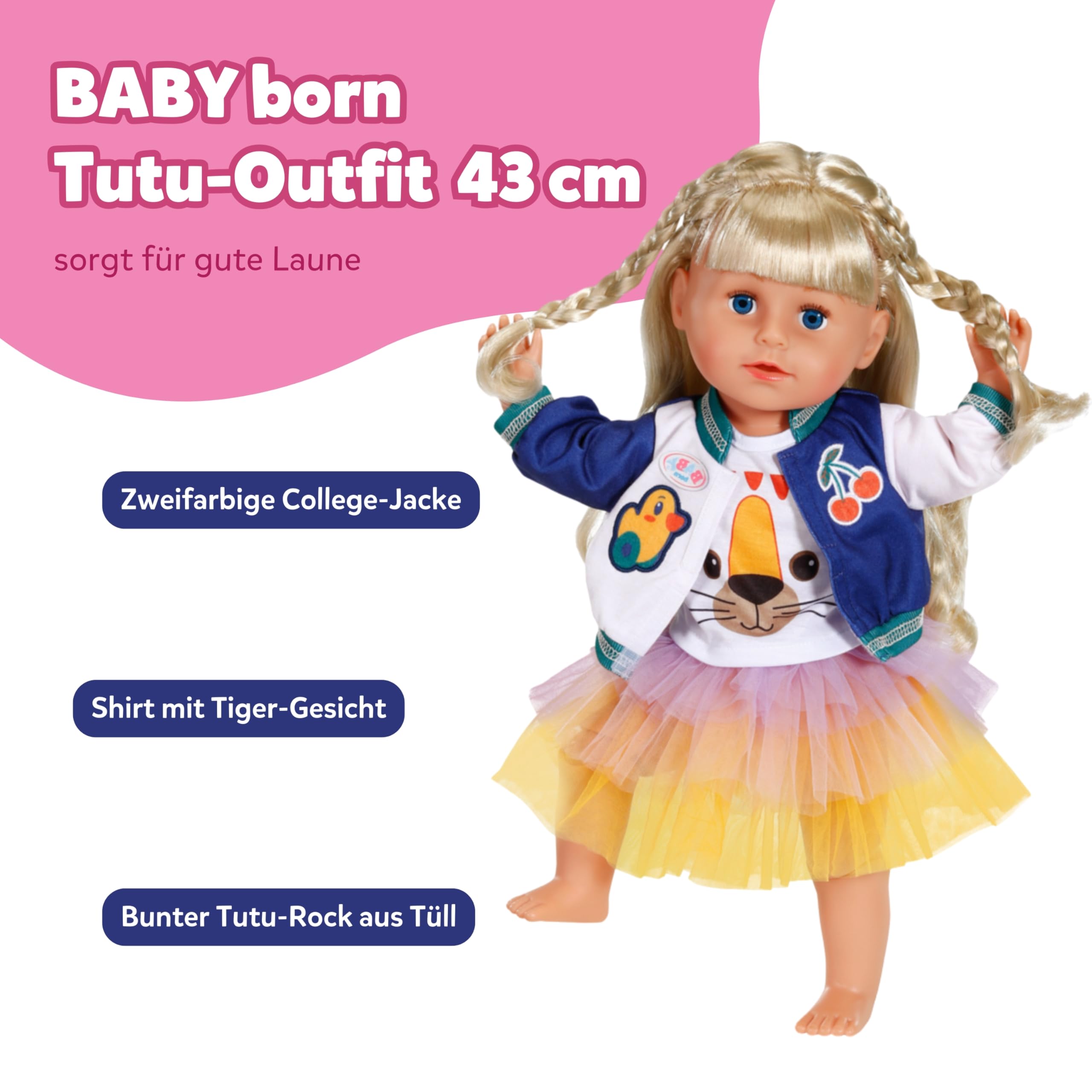 baby-born-tutu-outfit-f-r-43-cm-puppen-mit-t-llrock-und-jacke image 2
