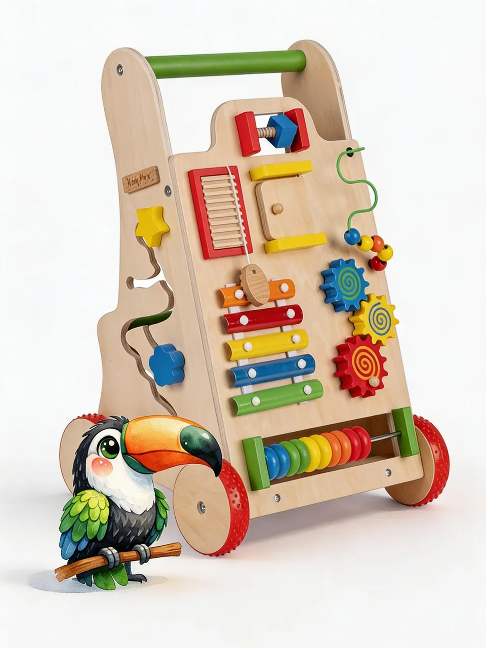 kiddymoon-wk-002-lauflernwagen-aus-holz-multifunktion-mehrfarbig image 1