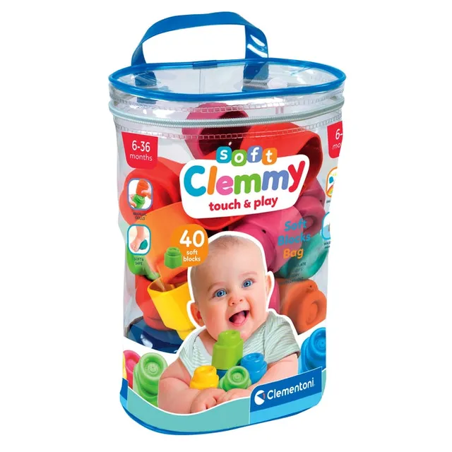 clementoni-clemmy-bausteine-im-beutel-40-st-ck-weiche-baby-bausteine image 1