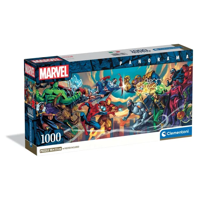 clementoni-puzzle-marvel-heroes-vs-villains-1000-teile-panorama-98-x-33-cm image 1
