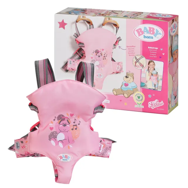 baby-born-babytrage-puppentrage-rosa-grau-f-r-36-cm-und-43-cm-puppen image 1