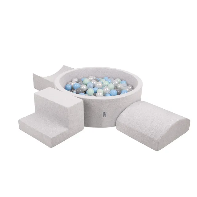 kiddymoon-spielplatz-aus-schaumstoff-mit-rundem-b-llebad-inkl-200-b-lle-7cm-hell image 1