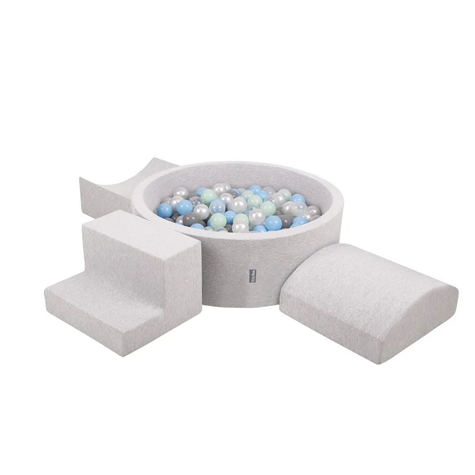 kiddymoon-spielplatz-aus-schaumstoff-mit-rundem-b-llebad-inkl-200-b-lle-7cm-hell image 1