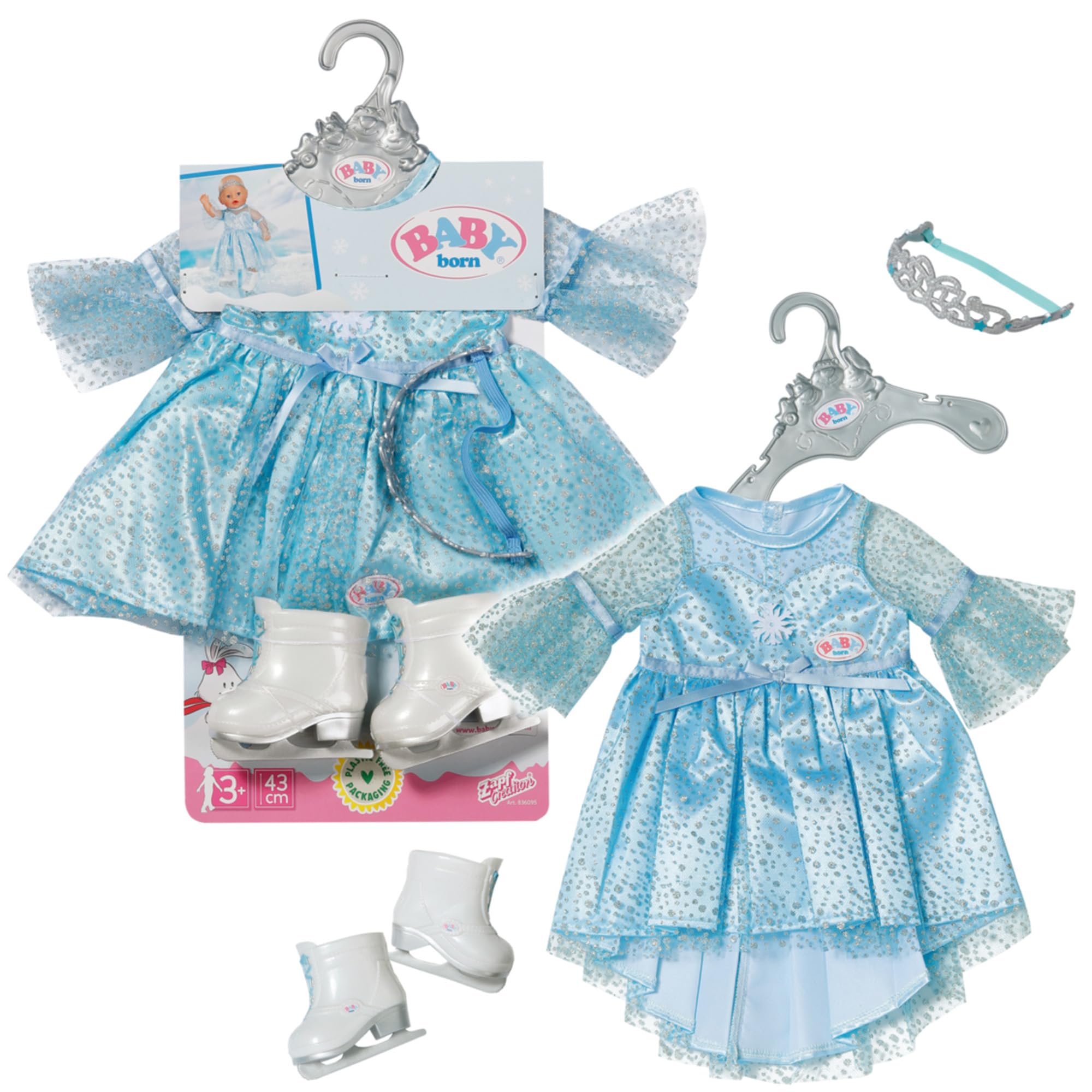 baby-born-eisprinzessin-43cm-kleid-mit-schlittschuhen-und-tiara image 1