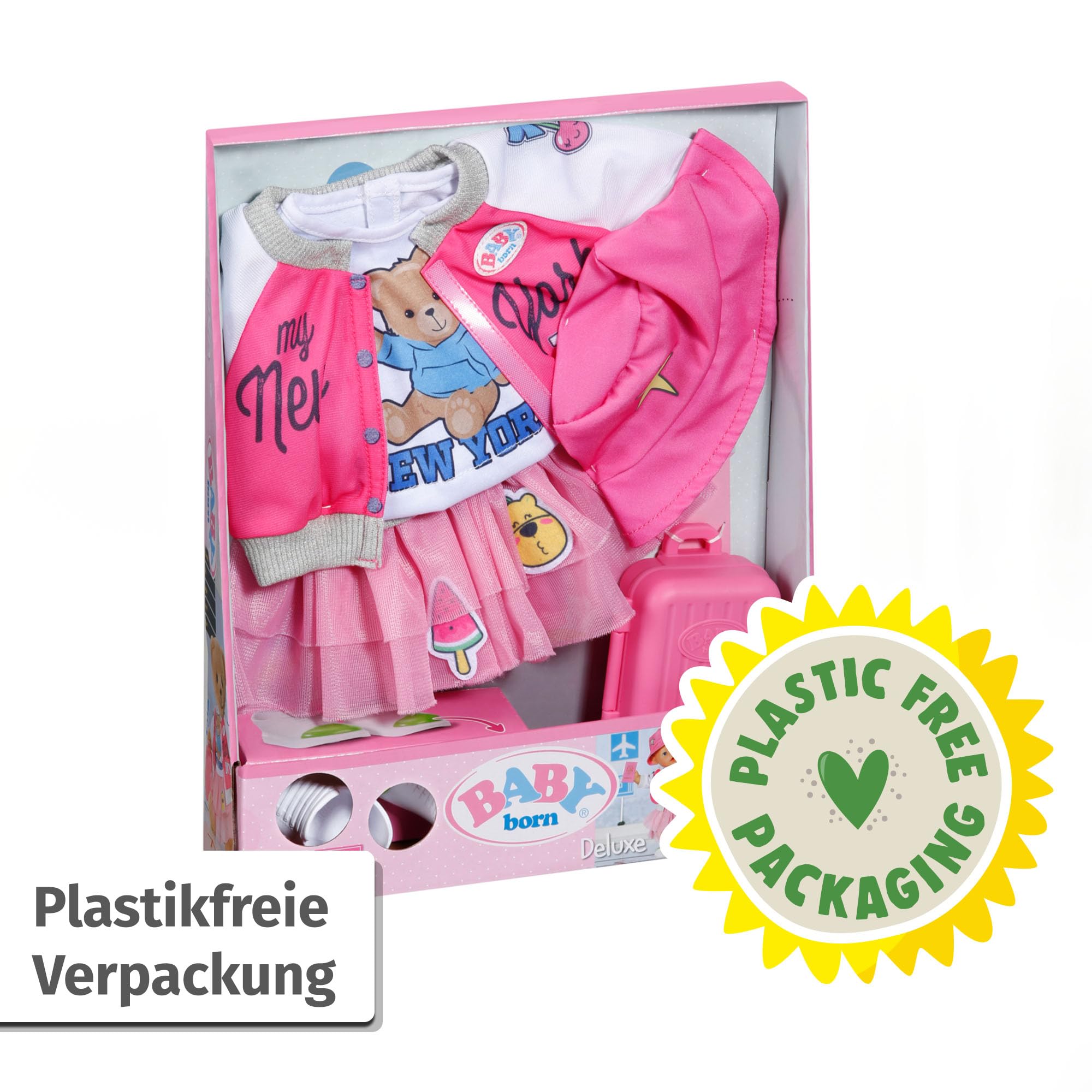 baby-born-deluxe-reiseoutfit-f-r-43-cm-puppen-mit-kleid-hut-schuhen-koffer-und-r image 6