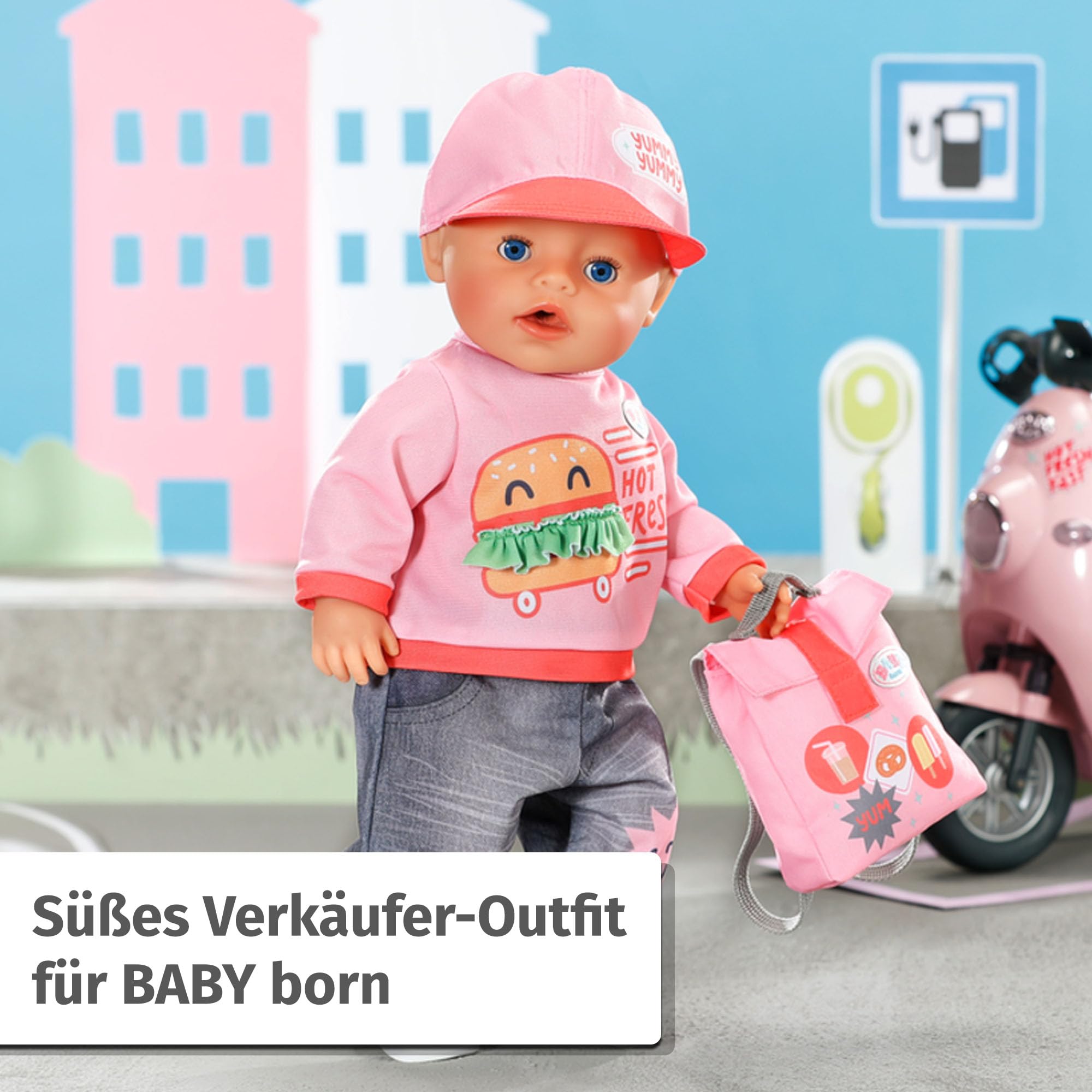 baby-born-snack-shop-outfit-835944-f-r-43-cm-puppen-mit-cap-und-rucksack image 2