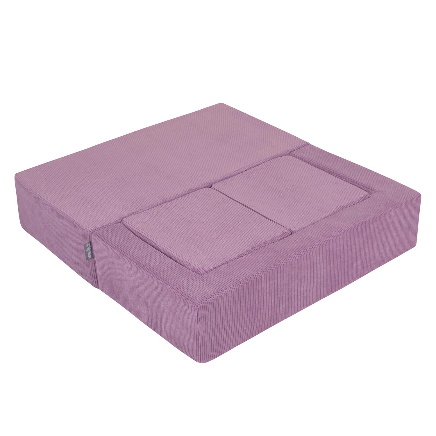 kiddymoon-kindersofa-mit-zwei-puffen-schaumstoff-sofa-gerippter-stoff-rosa image 6
