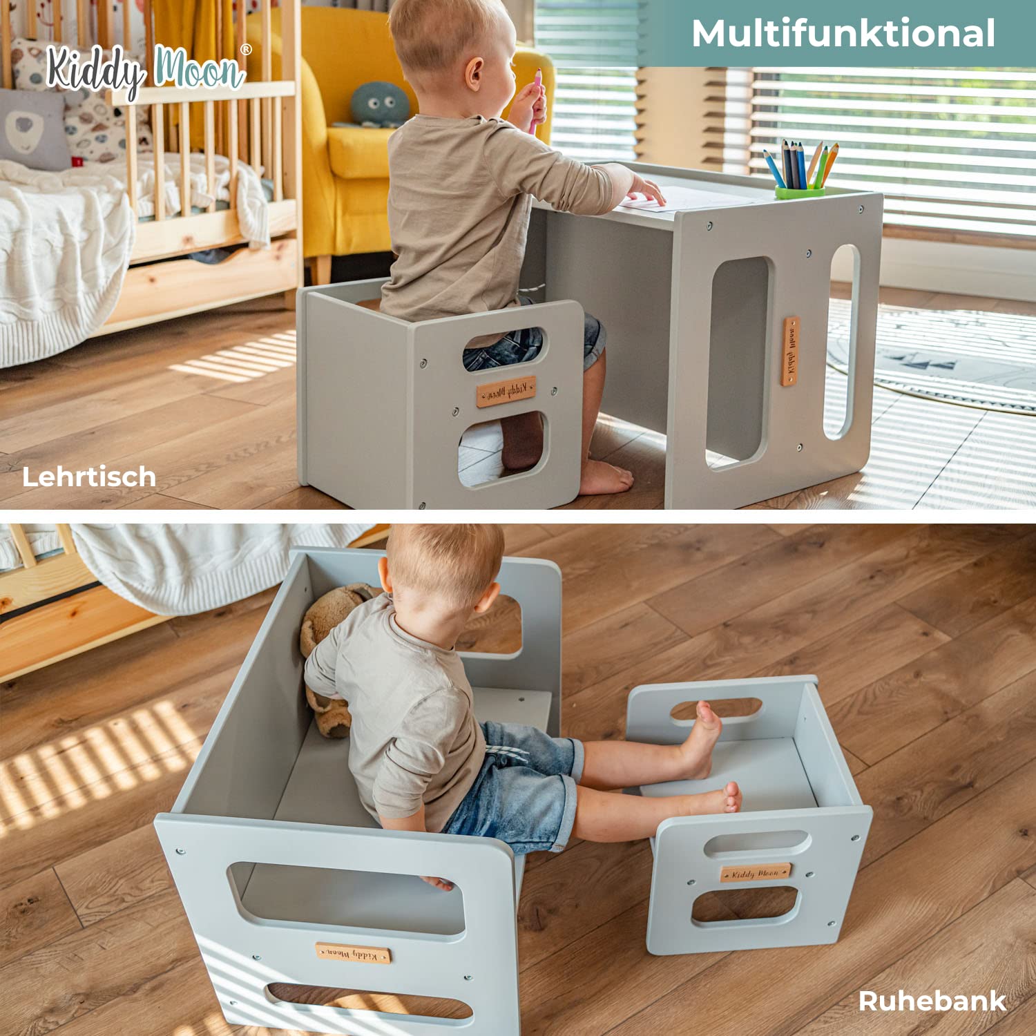kiddymoon-kindertisch-mit-stuhl-wei-holz-61x44x44-cm image 2