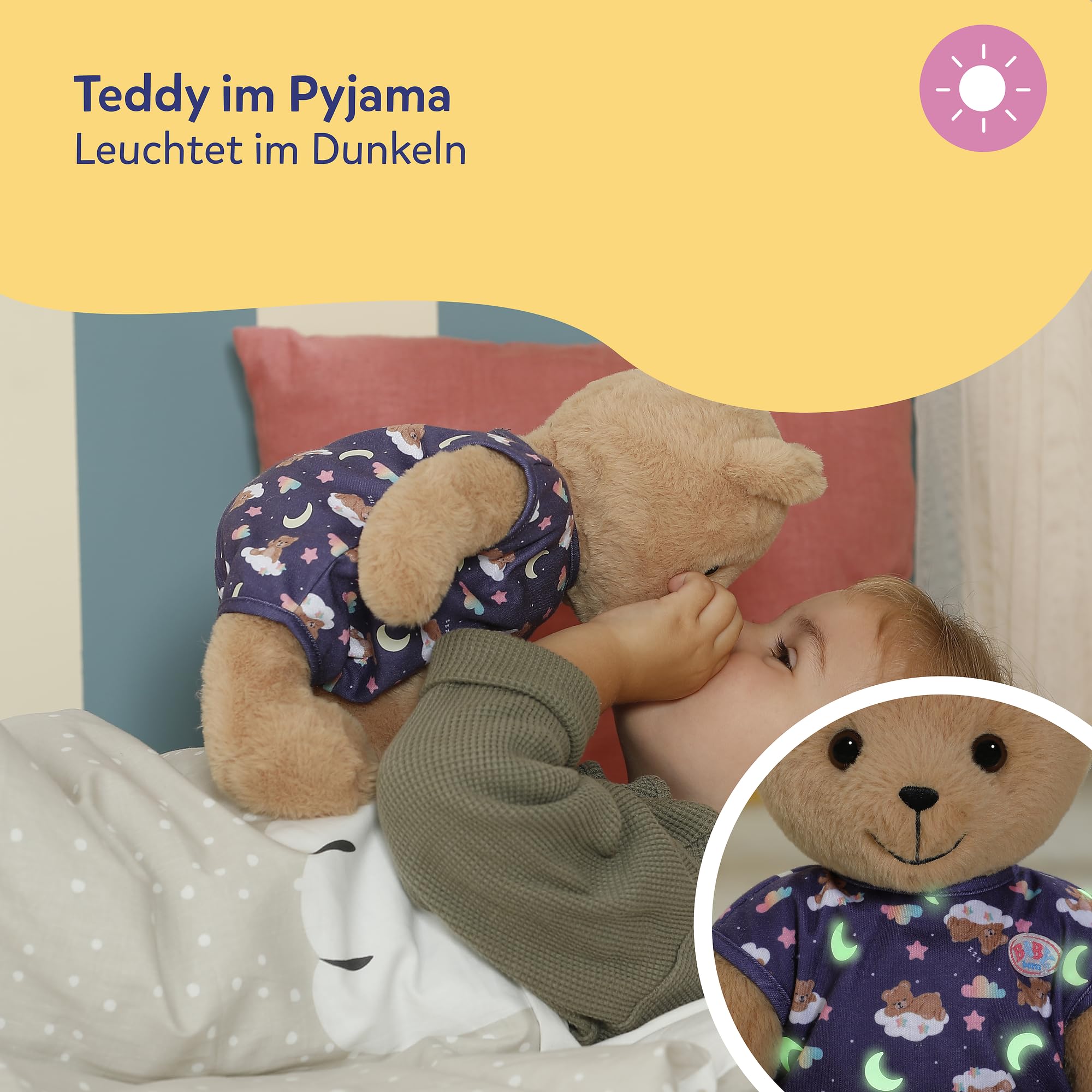 baby-born-teddy-mit-schlafanzug-pl-sch-leuchtet-im-dunkeln-43-cm image 3
