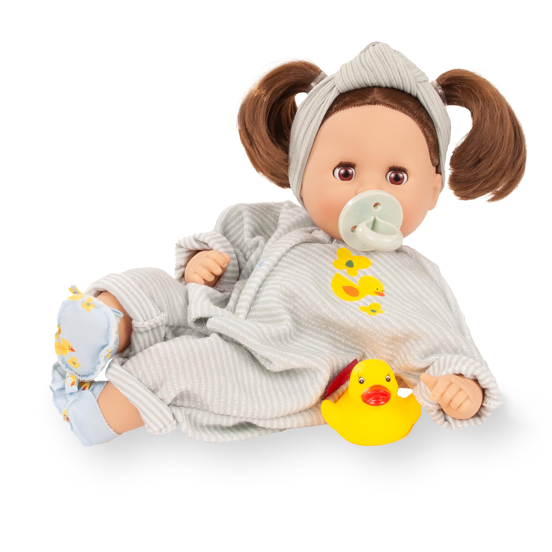 g-tz-cosy-aquini-little-duck-badepuppe-33-cm-mit-braunen-haaren-7-tlg image 3
