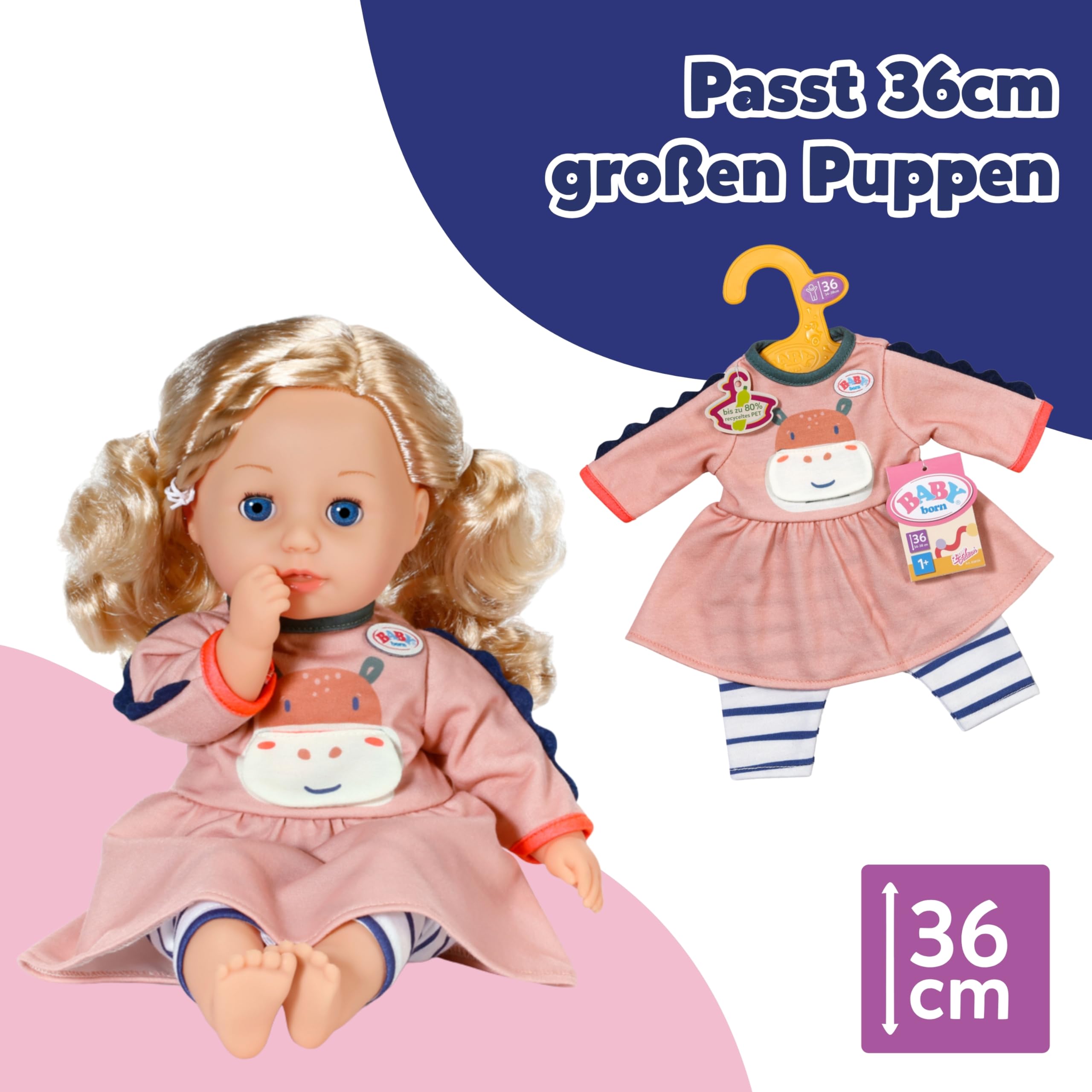 baby-born-kleid-dschungel-36-cm-mit-leggings-hippo-motiv image 4