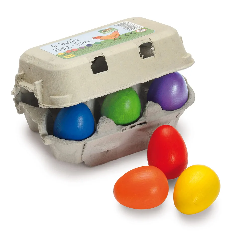 erzi-17012-bunte-eier-aus-holz-im-karton-kaufladen-zubeh-r-6-teilig image 1