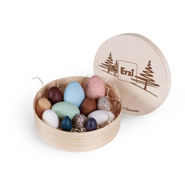 erzi-06011-dekorative-eier-aus-holz-12-teiliges-set-im-spankorb image 1