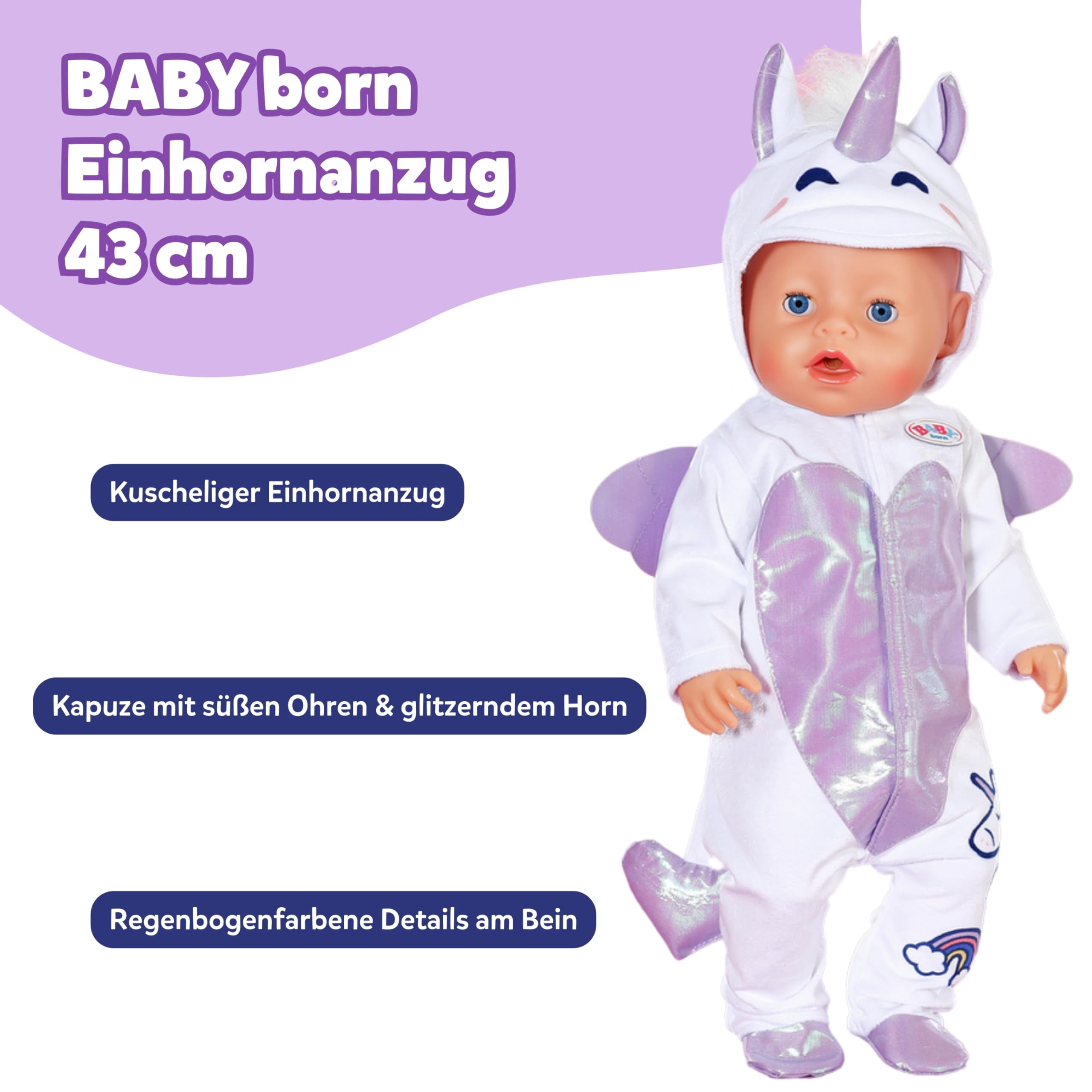 baby-born-einhorn-strampler-f-r-43-cm-puppen-mit-kapuze image 2