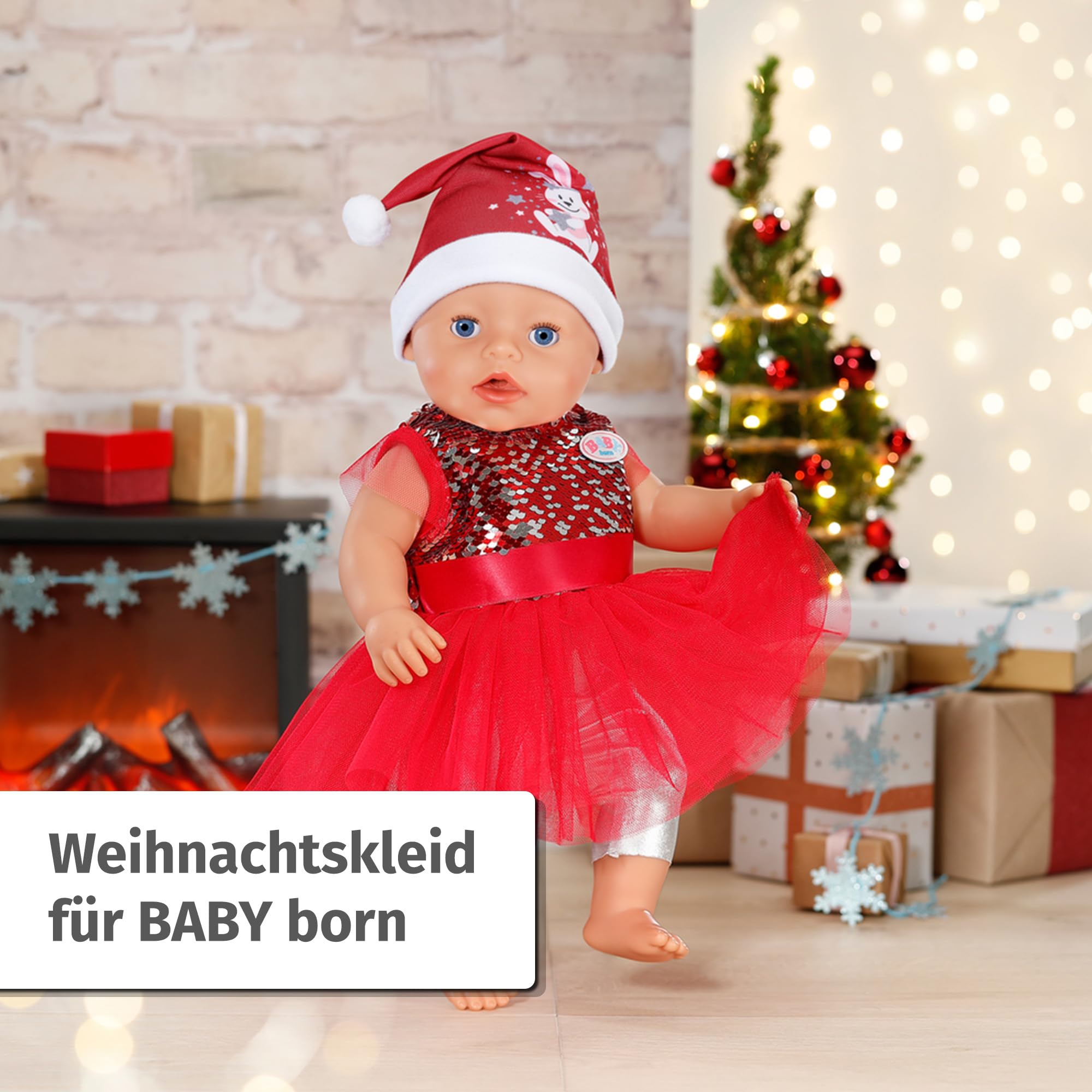 baby-born-weihnachtsoutfit-43cm-weihnachtskleid-mit-pailletten-leggings-und-m-tz image 2