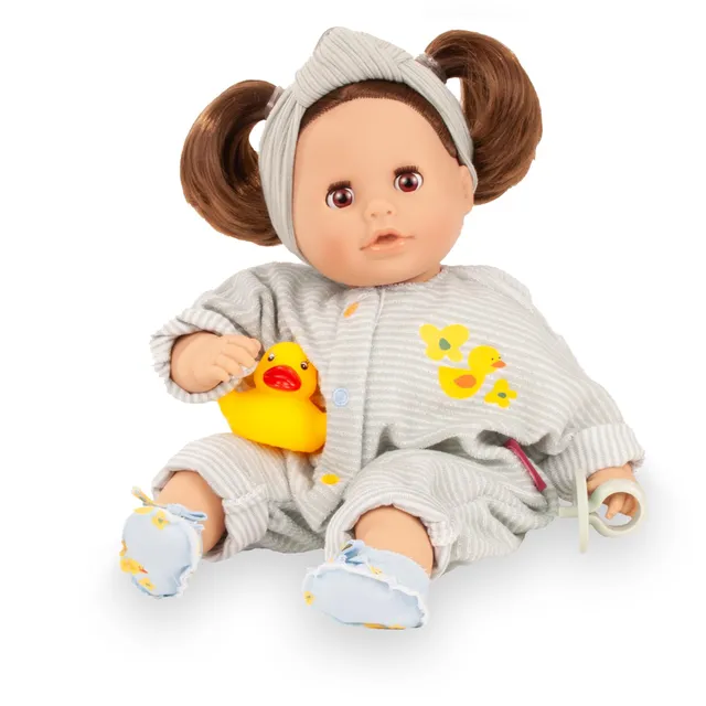 g-tz-cosy-aquini-little-duck-badepuppe-33-cm-mit-braunen-haaren-7-tlg image 1