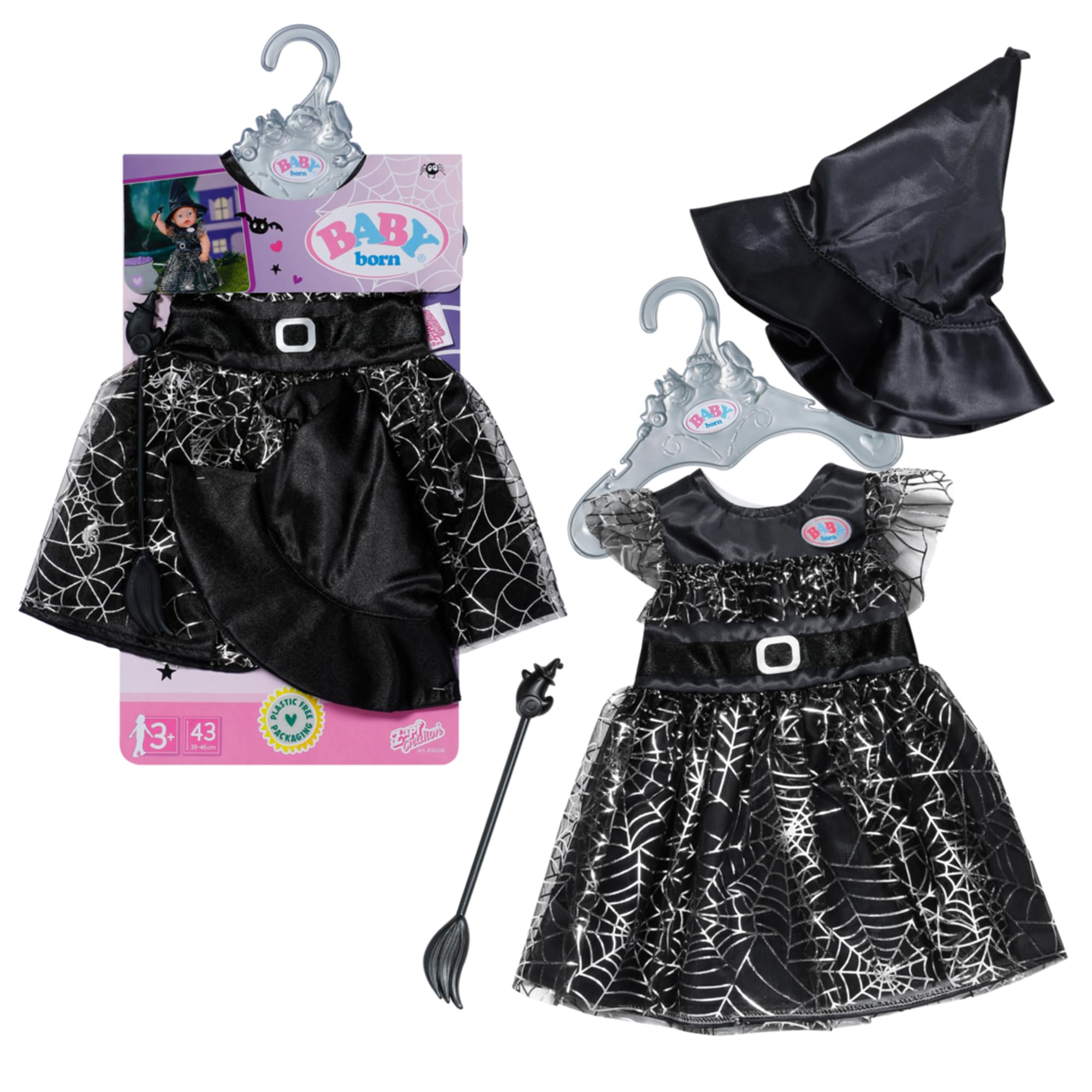 baby-born-hexenkleid-43-cm-mit-besen-und-hexenhut-836026 image 1