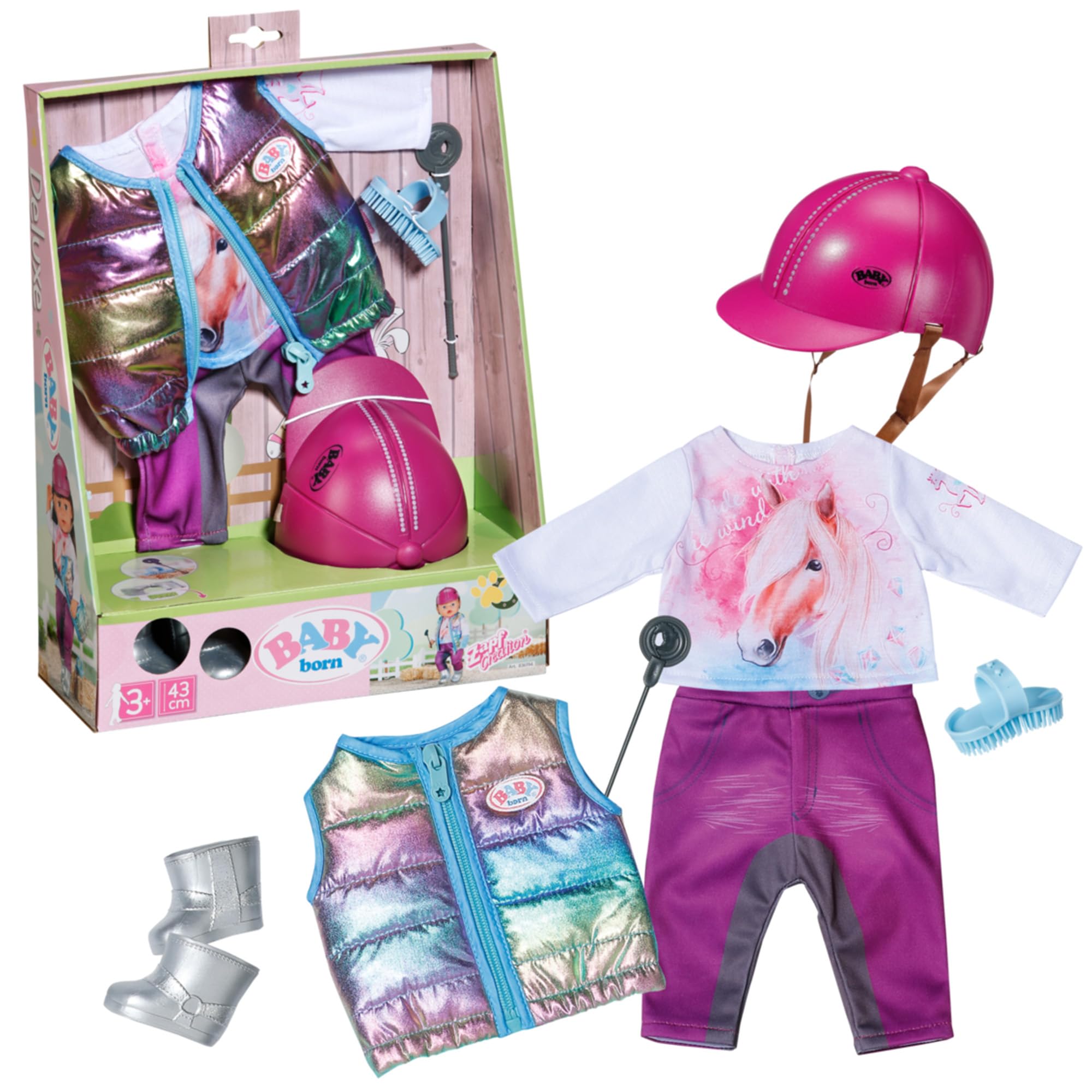 baby-born-deluxe-reiter-outfit-836194-reitset-mit-helm-f-r-43-cm-puppen image 1