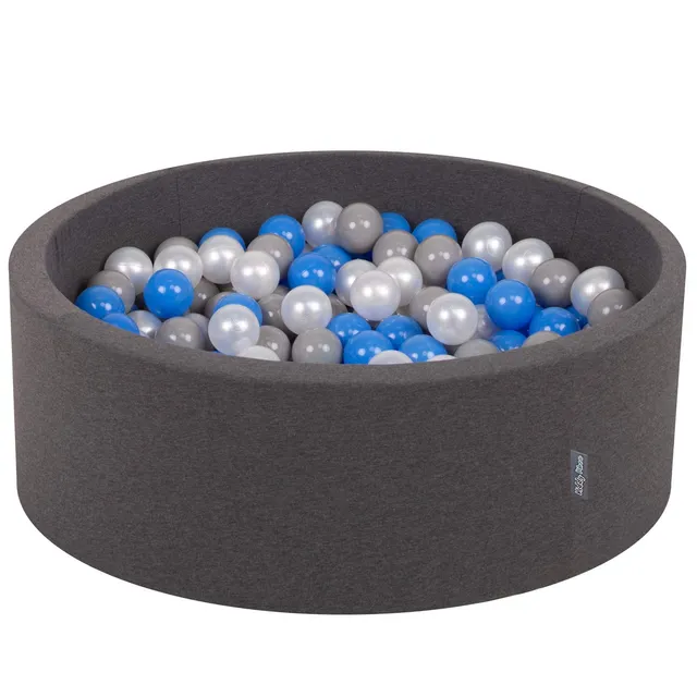 kiddymoon-b-llebad-rund-90x30-cm-mit-200-b-llen-7-cm-dunkelgrau-perle-grau-blau image 1