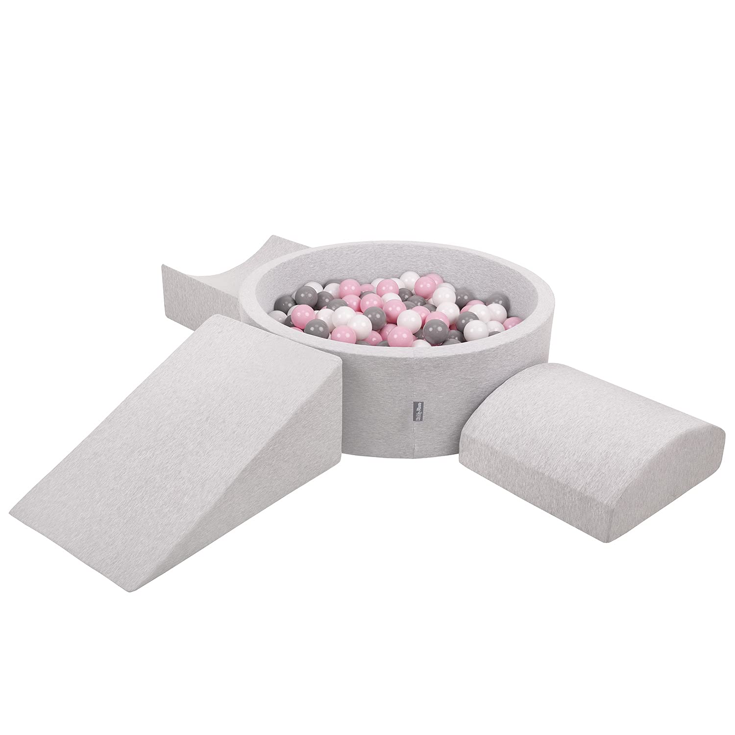 kiddymoon-schaumstoff-spielplatz-mit-rundem-b-llebad-200-b-lle-7-cm-hellgrau-wei image 1