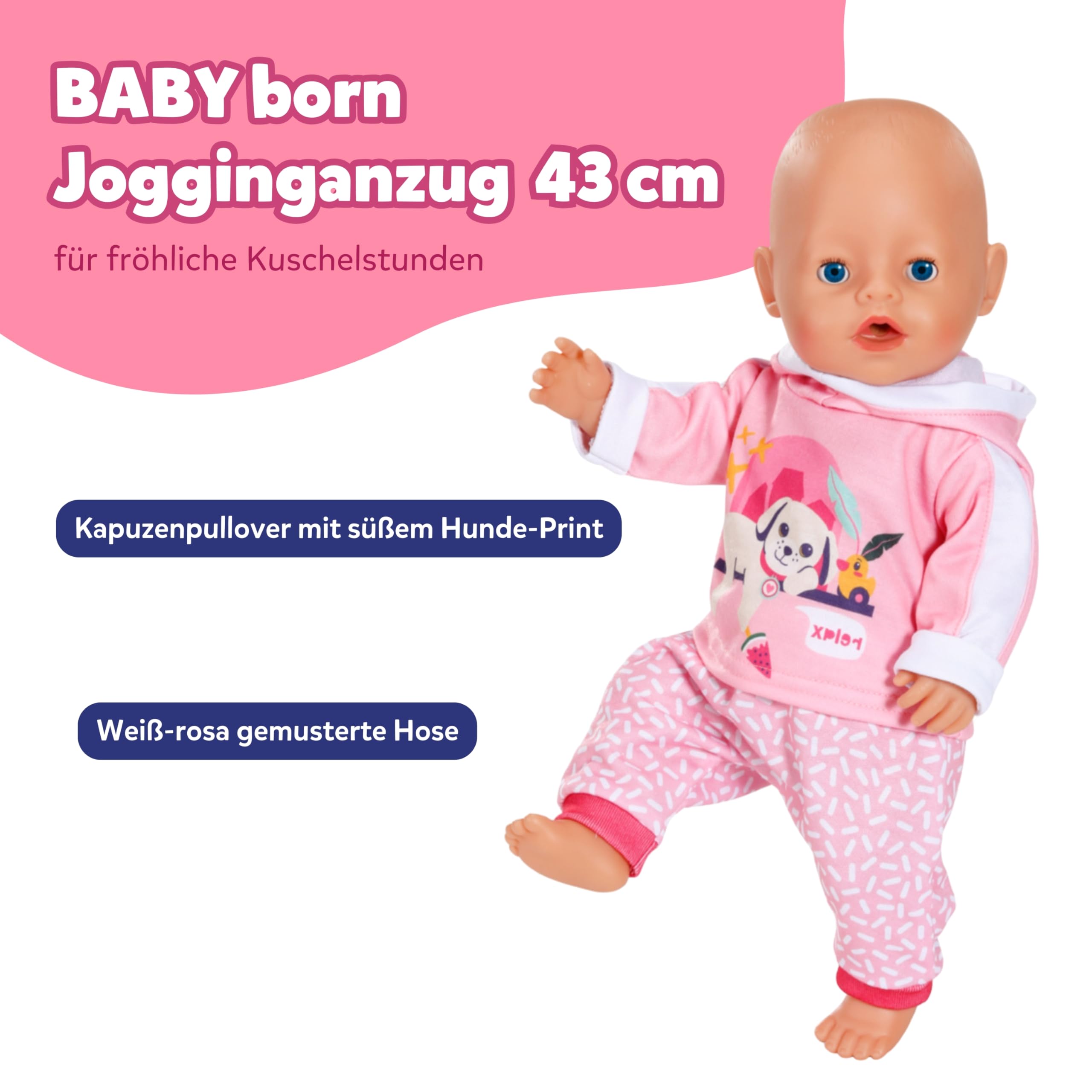 baby-born-jogginganzug-pink-mit-hoodie-puppenkleidung-f-r-43cm-puppen image 2