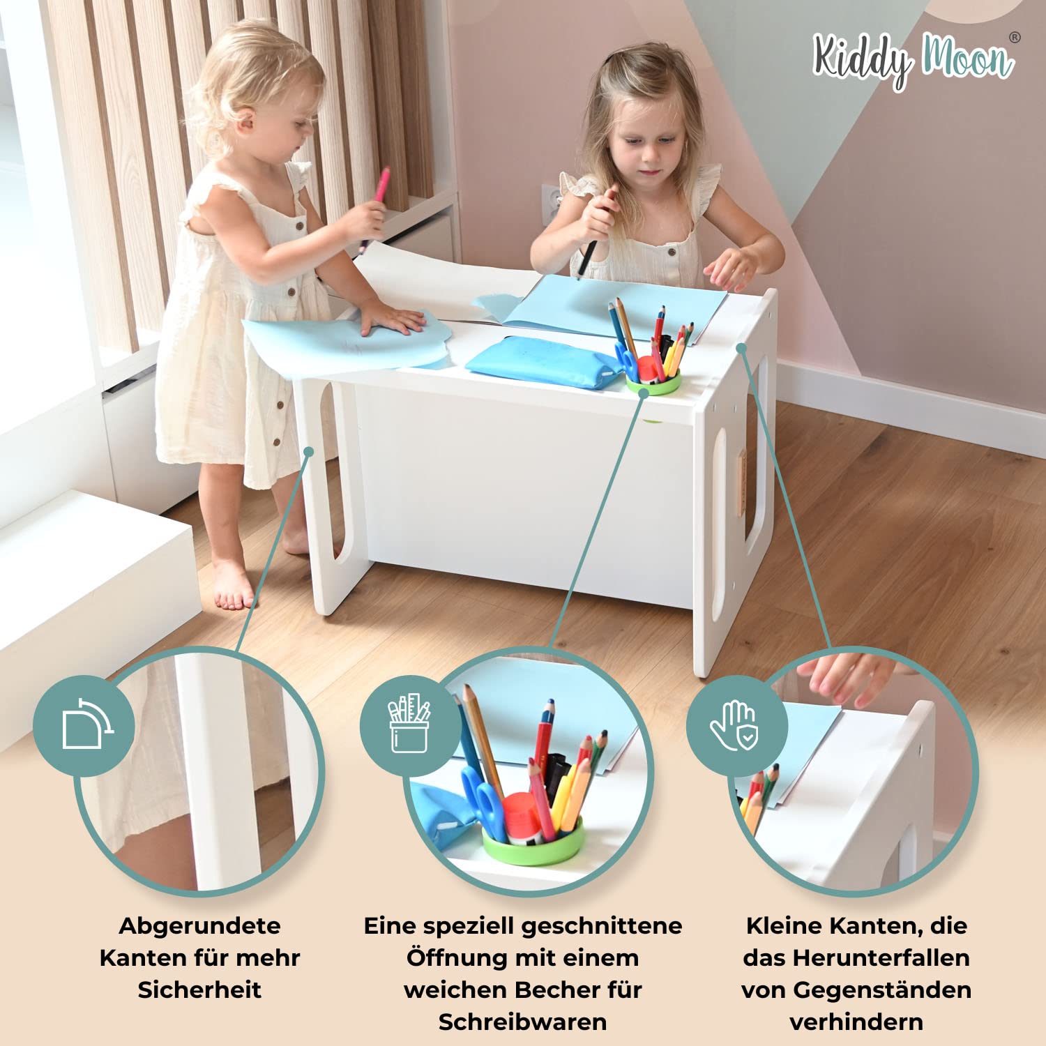 kiddymoon-kindertisch-mit-stuhl-wei-holz-61x44x44-cm image 5