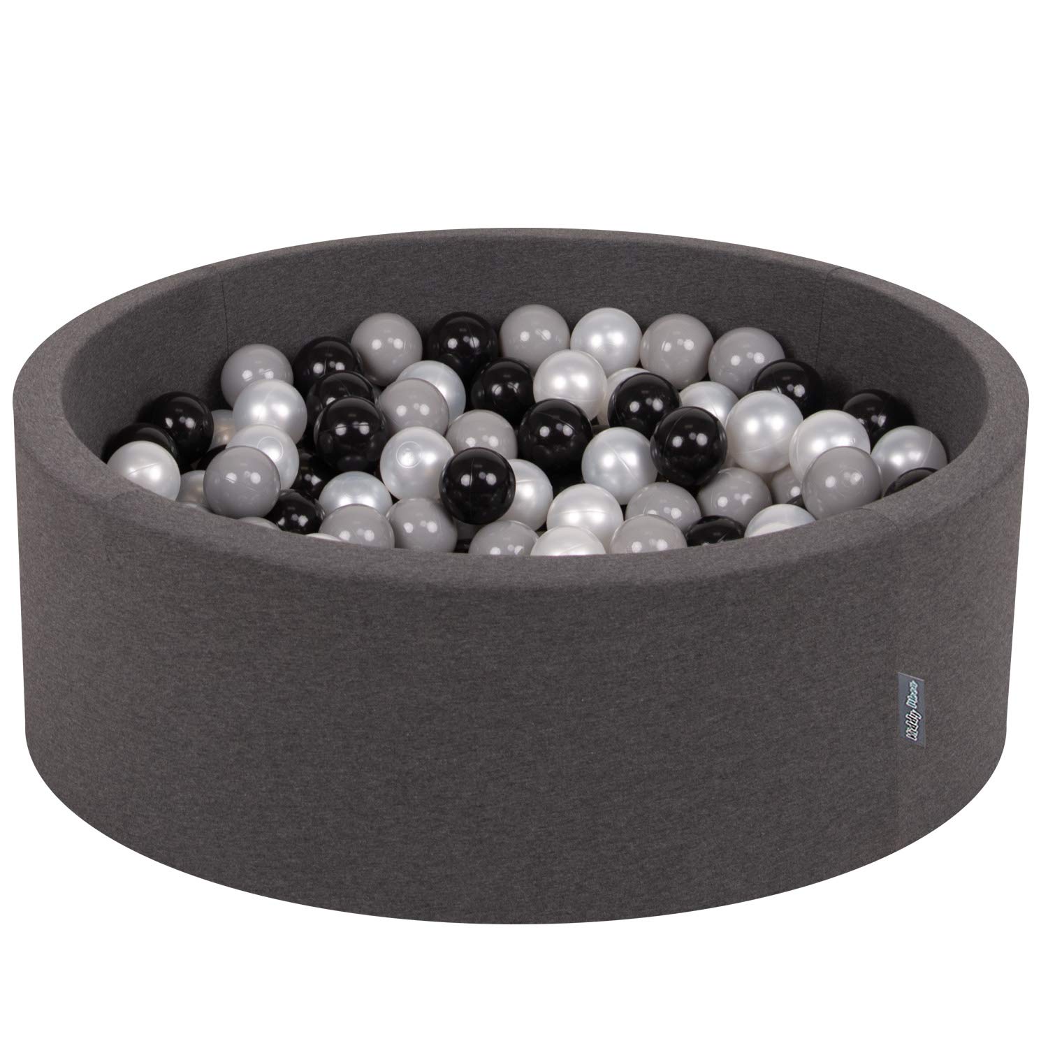 kiddymoon-b-llebad-rund-90x30-cm-mit-200-b-llen-7-cm-dunkelgrau-schwarz-grau-per image 1