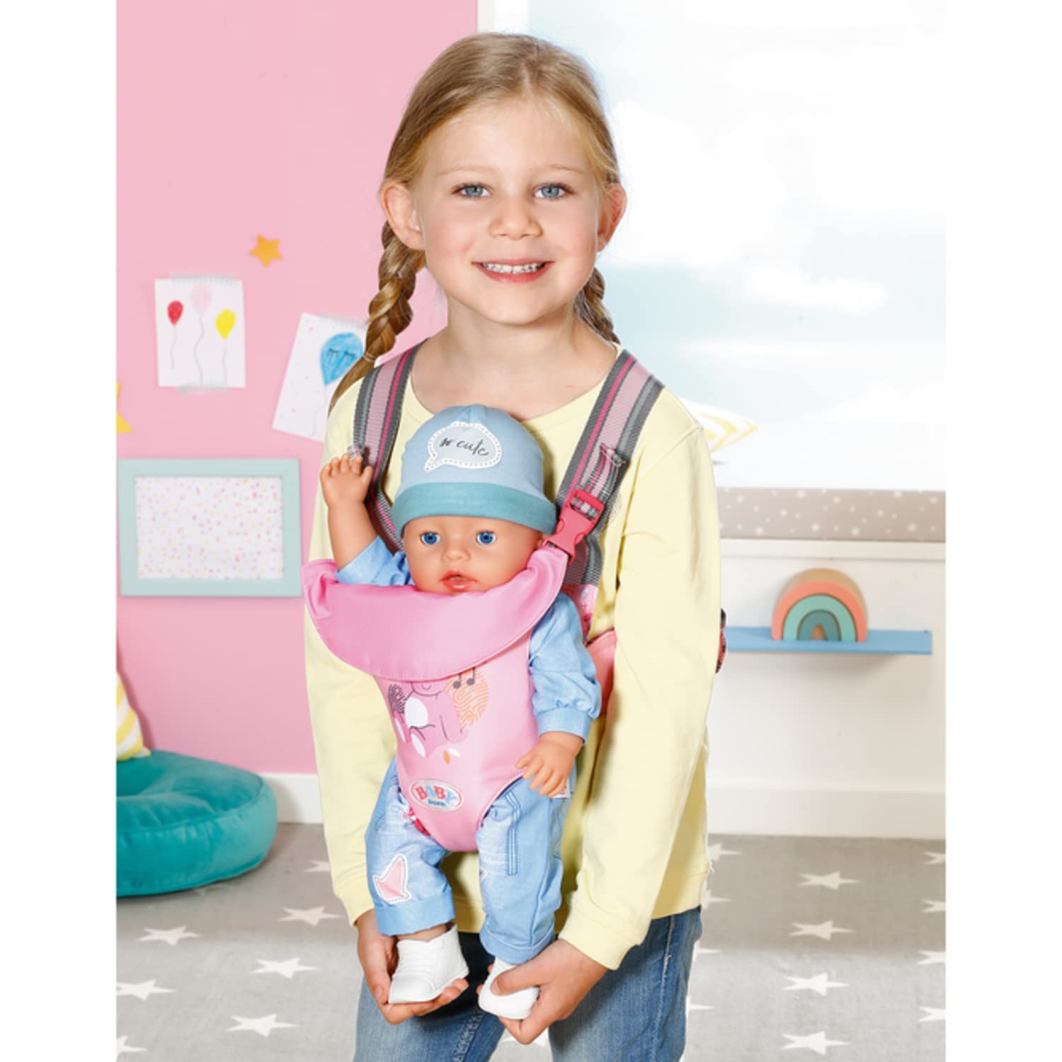 baby-born-babytrage-puppentrage-rosa-grau-f-r-36-cm-und-43-cm-puppen image 7