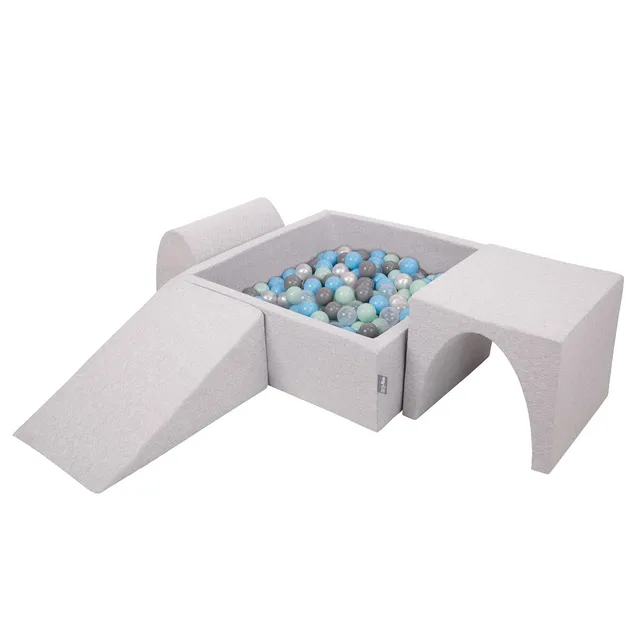 kiddymoon-spielplatz-aus-schaumstoff-mit-quadrat-b-llebad-200-b-lle-7-cm-hellgra image 1