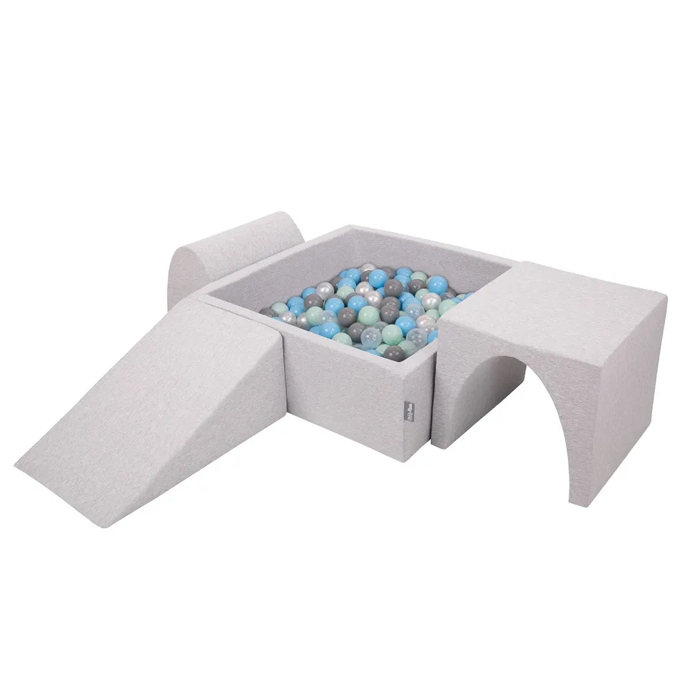kiddymoon-spielplatz-aus-schaumstoff-mit-quadrat-b-llebad-200-b-lle-7-cm-hellgra image 1
