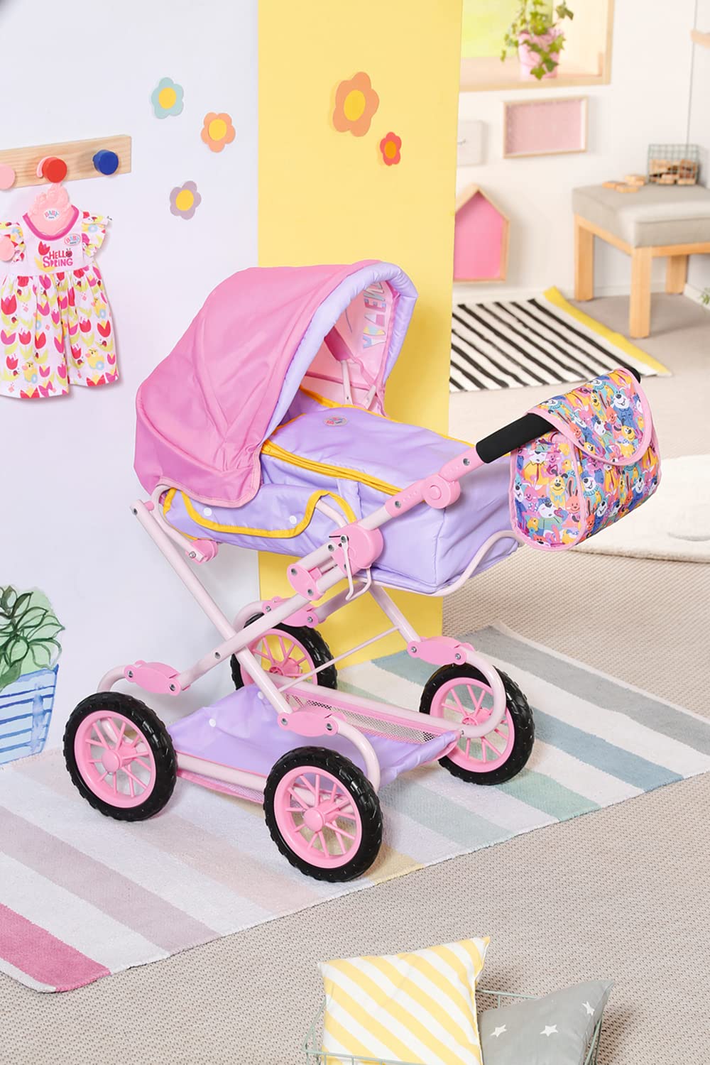 baby-born-deluxe-pram-puppenwagen-mit-verstellbarem-griff-und-wickeltasche-f-r-3 image 2