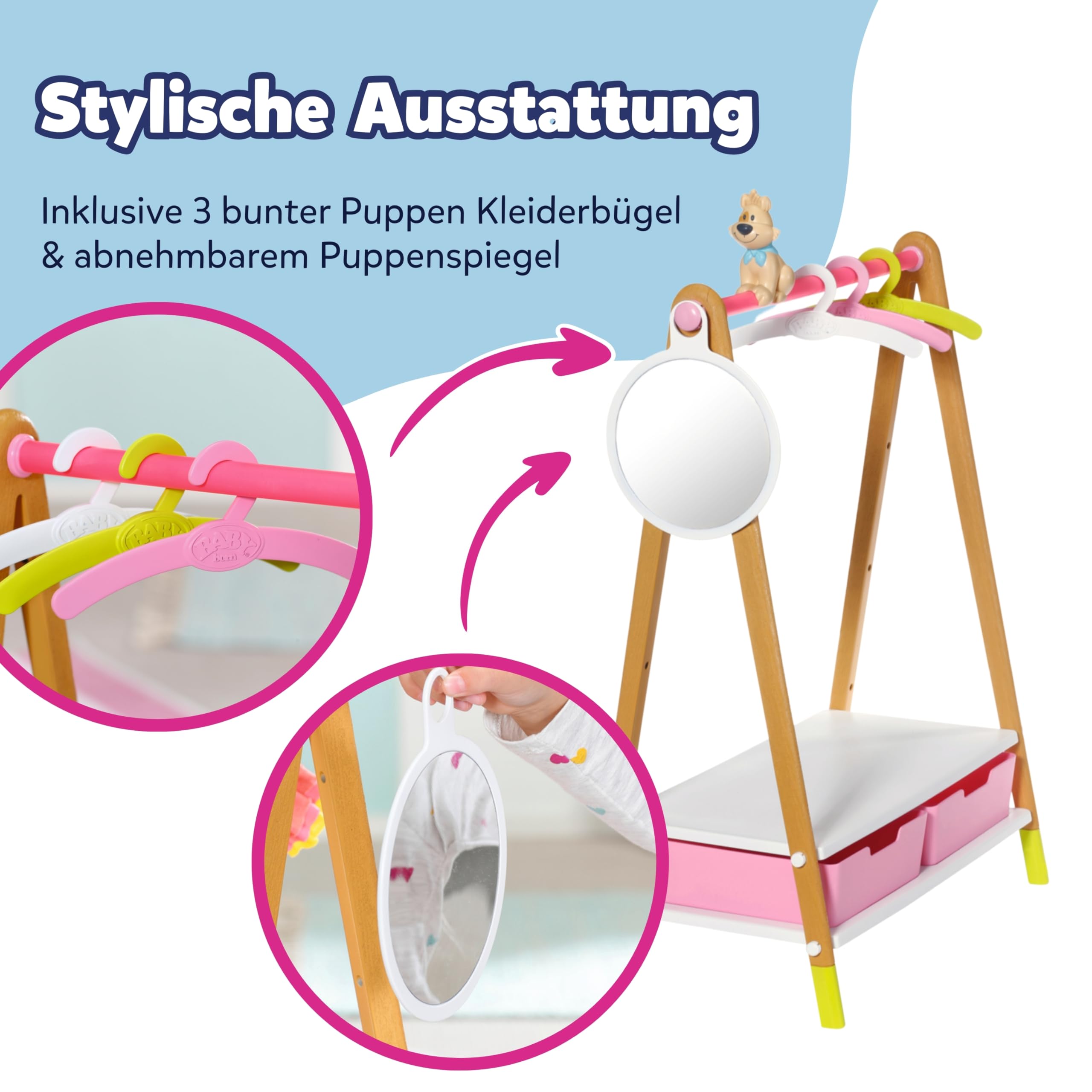 baby-born-kleiderstange-mit-spiegel-f-r-36-cm-und-43-cm-puppenkleidung image 5