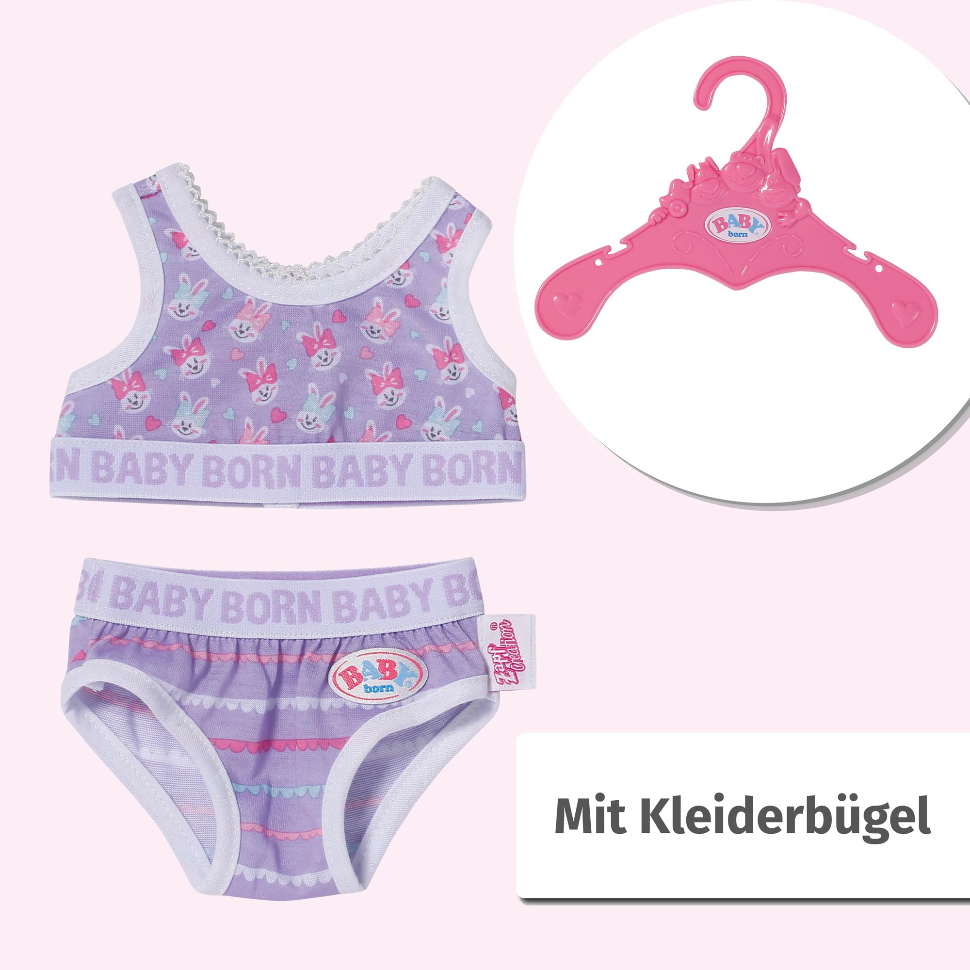 baby-born-unterw-sche-set-834220-top-mit-hasen-print-und-hose-lila-f-r-43-cm-pup image 7