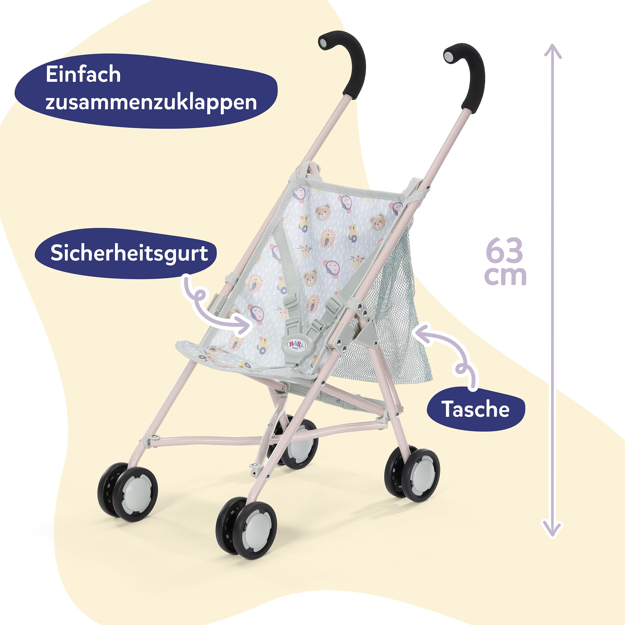 baby-born-puppenwagen-mit-tasche-dschungel-design-faltbar image 3