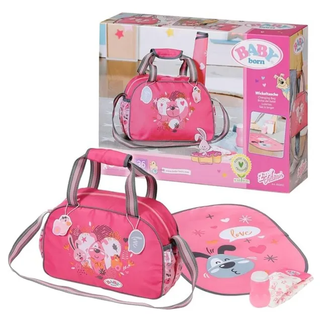 baby-born-wickeltasche-rosa-grau-puppenwickeltasche-mit-wickelunterlage-windel-u image 1
