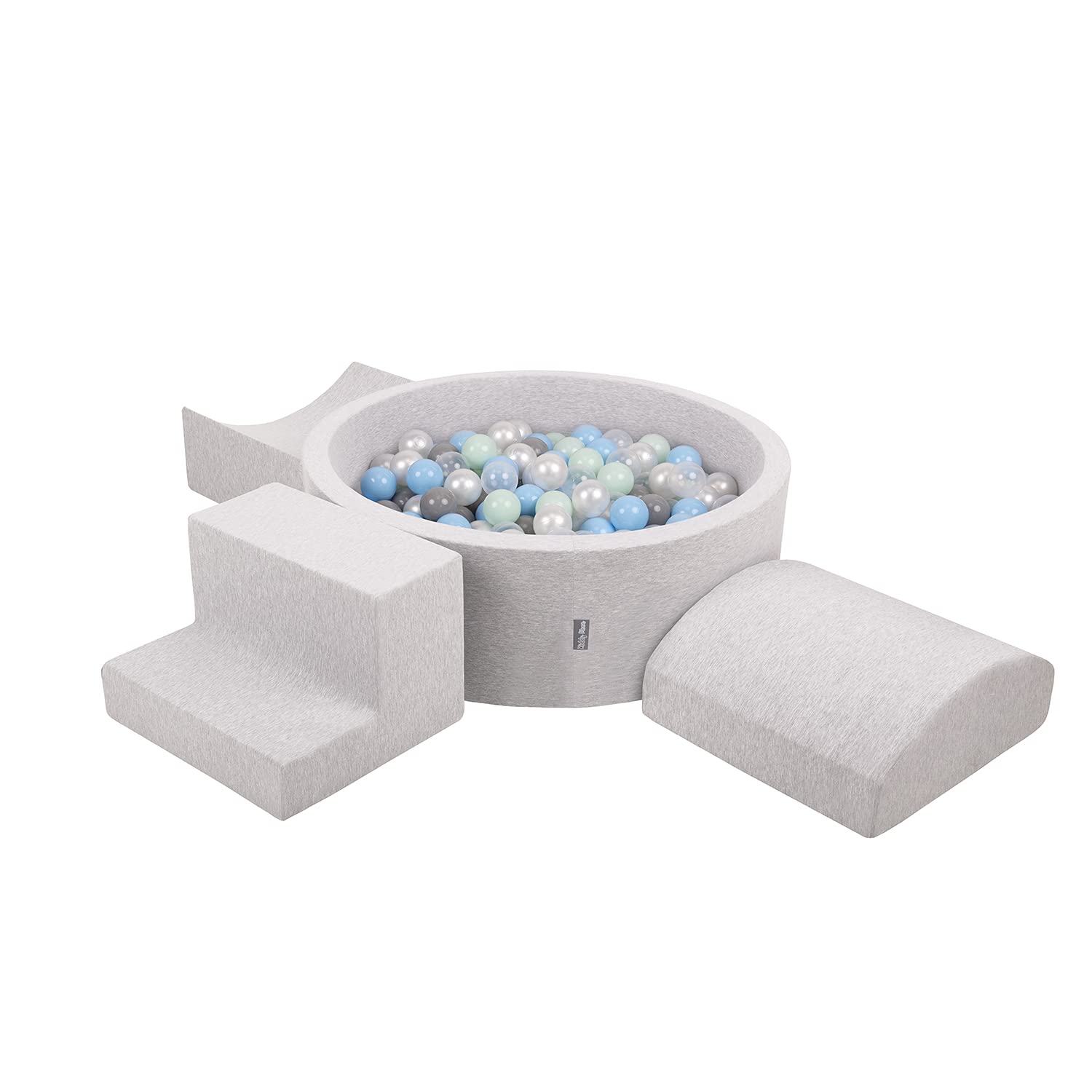 kiddymoon-spielplatz-aus-schaumstoff-mit-rundem-b-llebad-inkl-200-b-lle-7cm-hell image 1