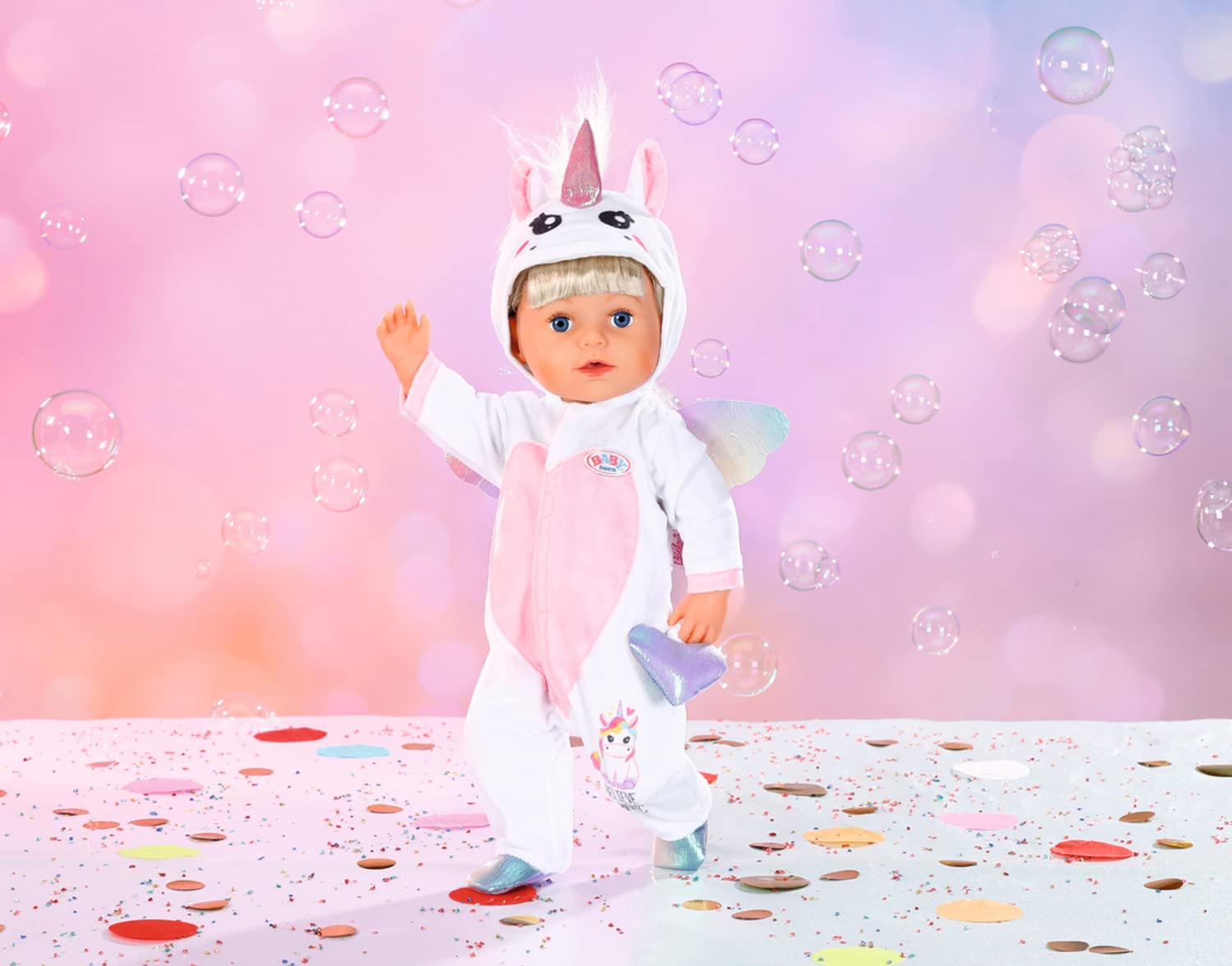 baby-born-einhorn-kuschelanzug-strampelanzug-43-cm-rosa-wei-mit-fl-geln image 5