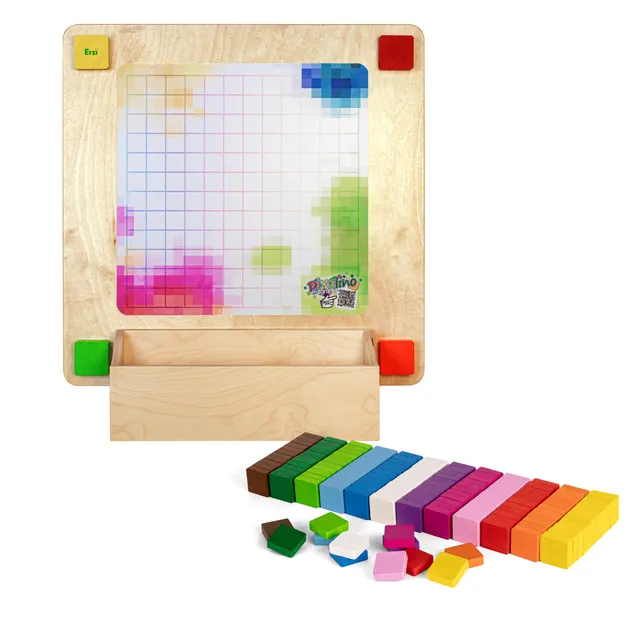 erzi-51305-pixelino-wandspiel-aus-holz-magnetisches-legespiel-mit-144-steinen image 1