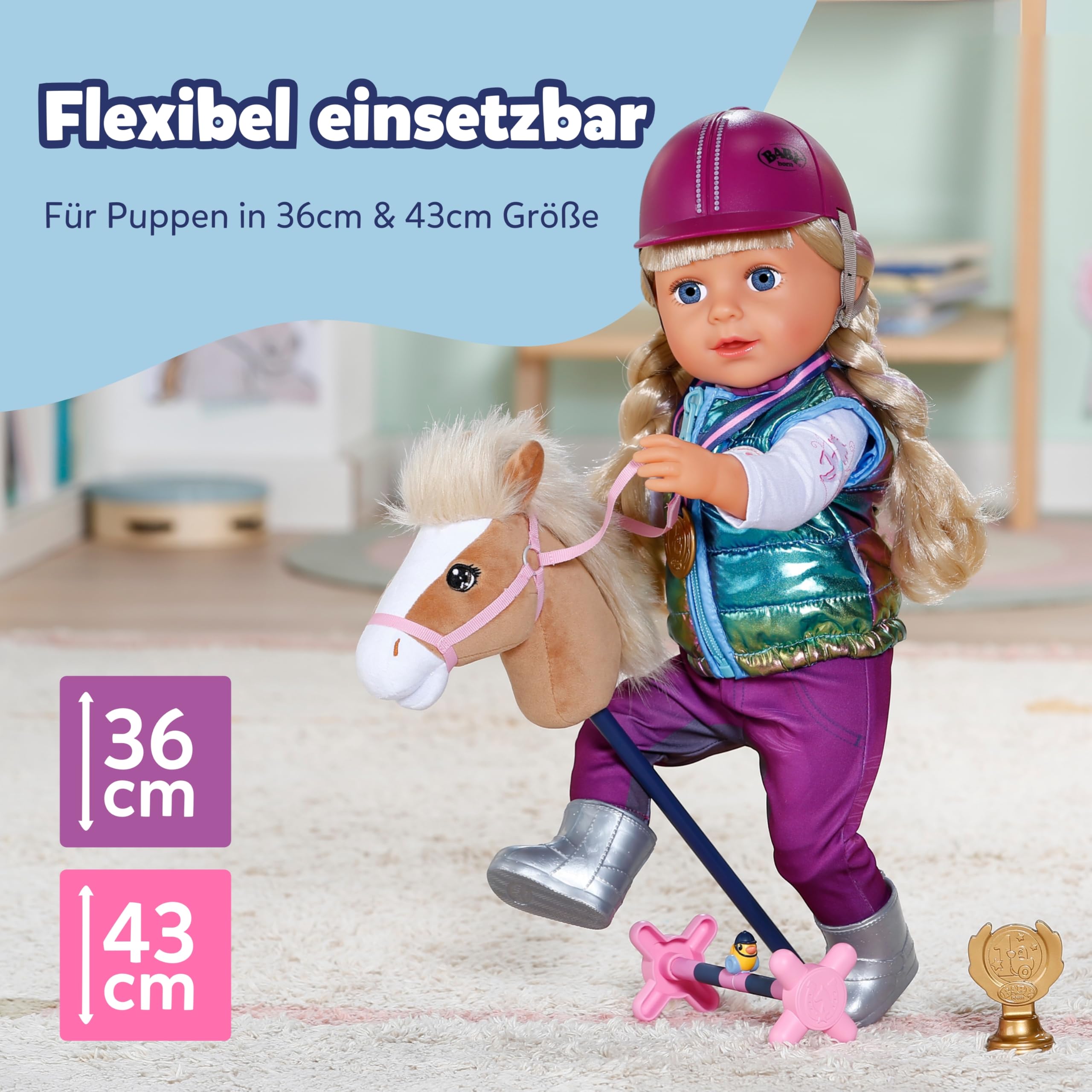 baby-born-hobby-horsing-set-f-r-36-und-43-cm-puppen-mit-steckenpferd image 7