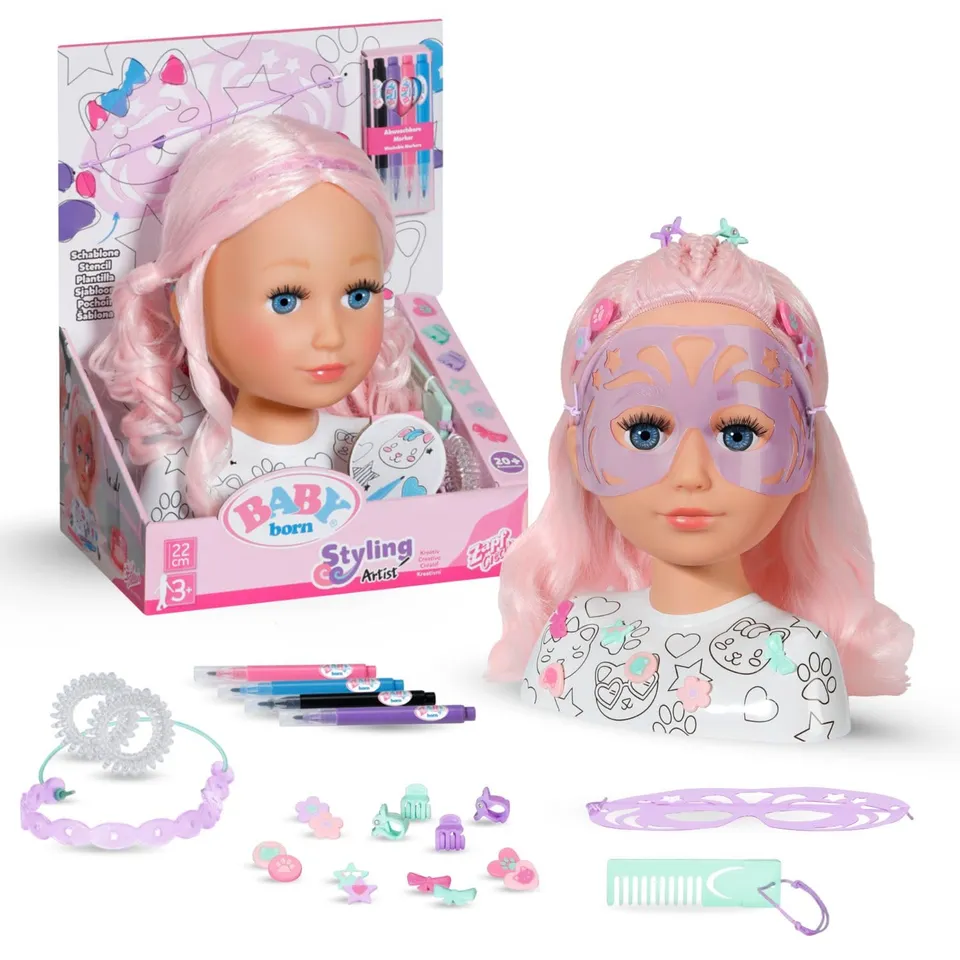 baby-born-stylingkopf-kreativ-schmink-und-frisierkopf-mit-zubeh-r image 1