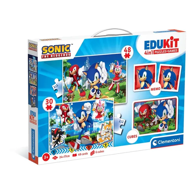 clementoni-edukit-4-in-1-sonic-lernspiel-set-puzzle-memo-w-rfelpuzzle image 1