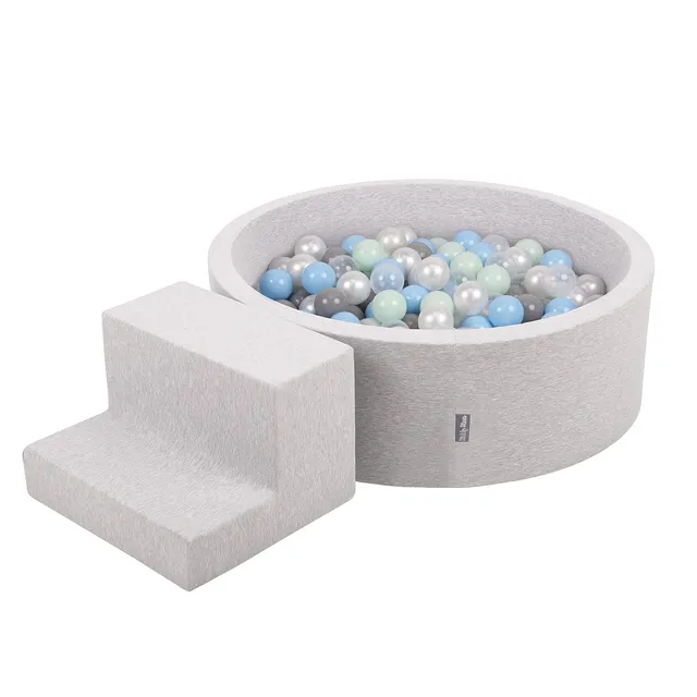 kiddymoon-spielplatz-aus-schaumstoff-mit-rund-b-llebad-100-b-lle-7-cm-hellgrau image 1