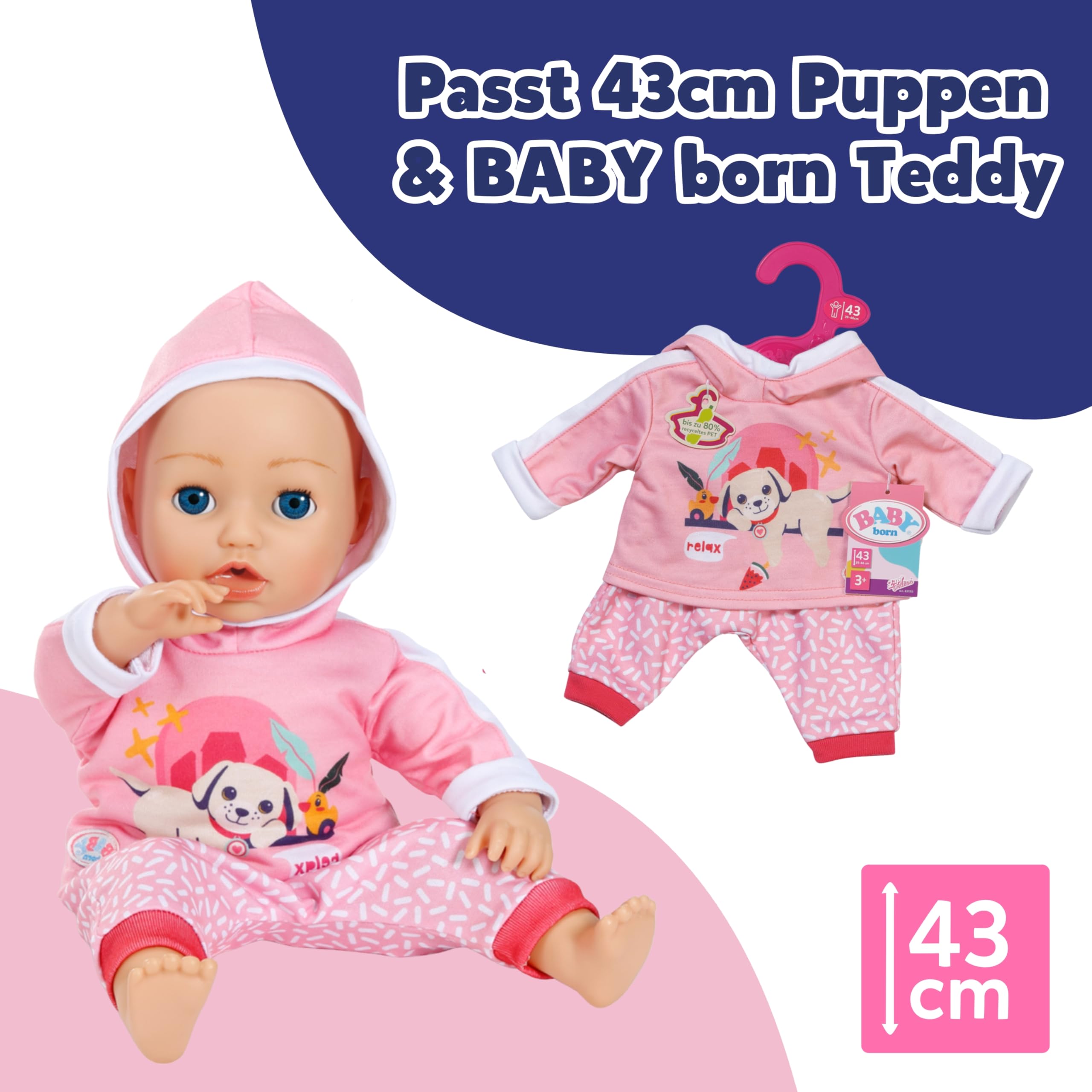 baby-born-jogginganzug-pink-mit-hoodie-puppenkleidung-f-r-43cm-puppen image 5