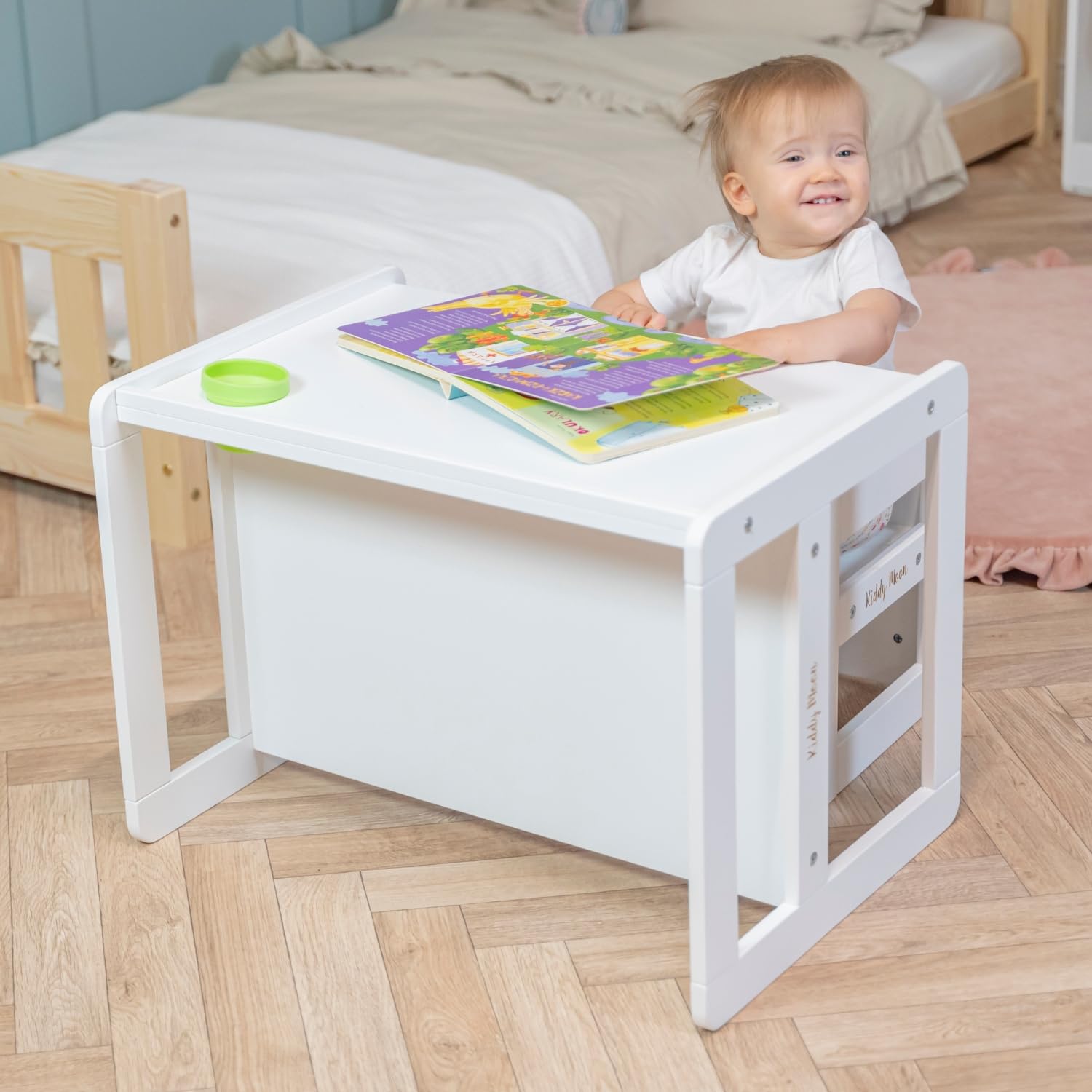 kiddymoon-kindertisch-mit-stuhl-2-in-1-wei image 2