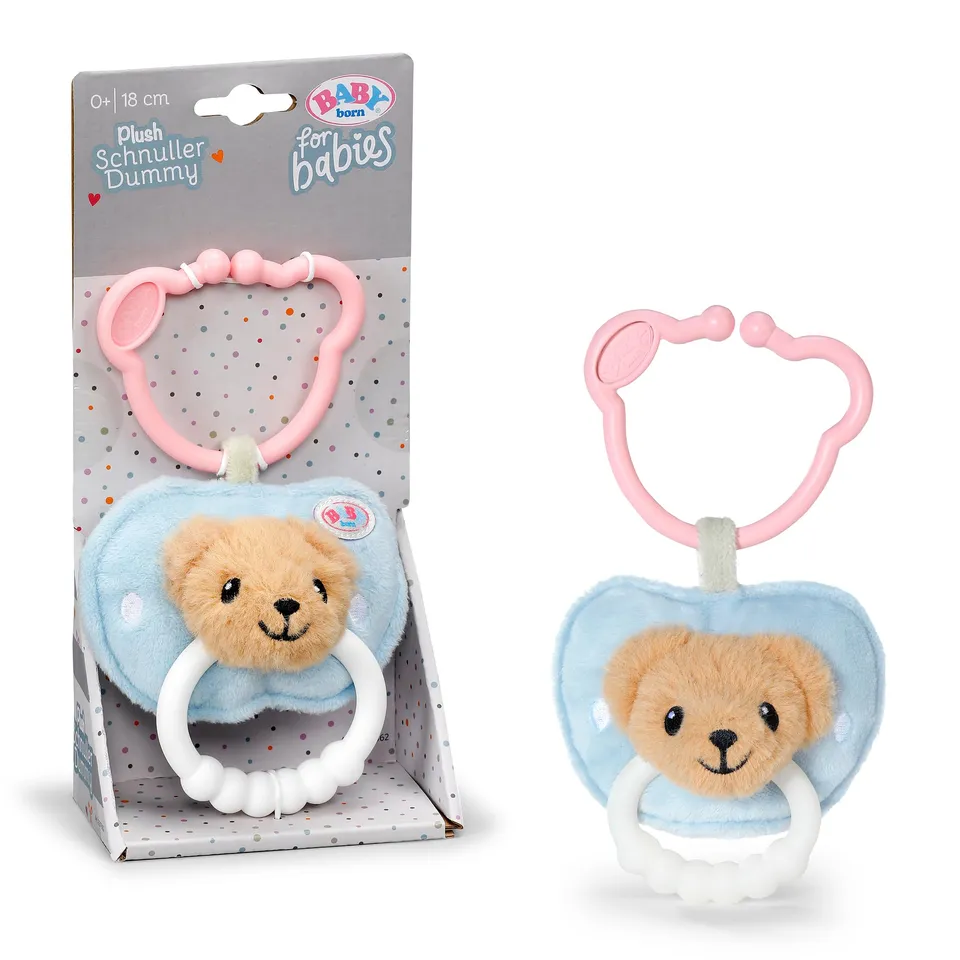 baby-born-for-babies-pl-sch-schnuller-18-cm-mit-bei-ring-und-clip image 1