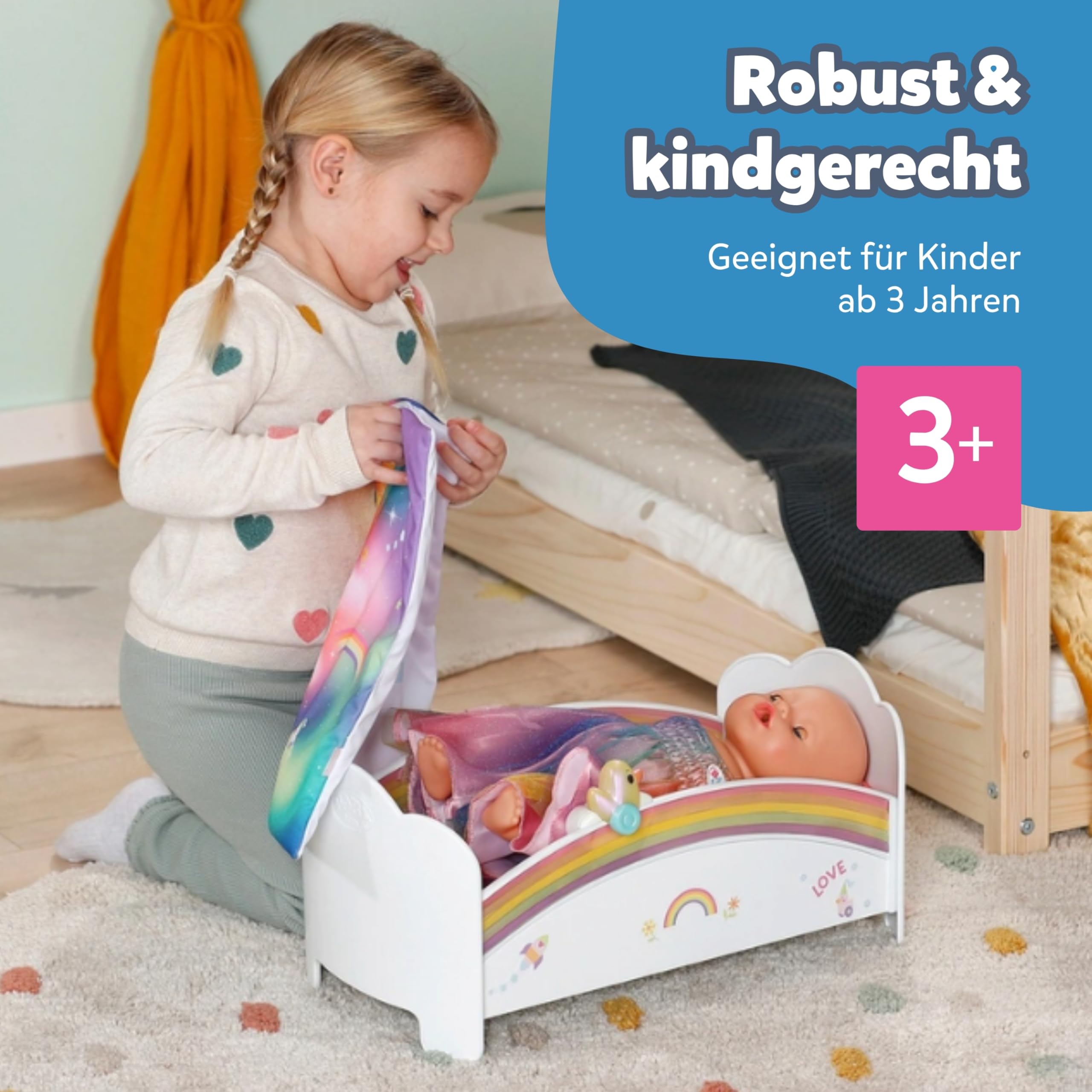 baby-born-regenbogen-bett-puppenbett-mit-licht-und-einschlafmelodie image 6