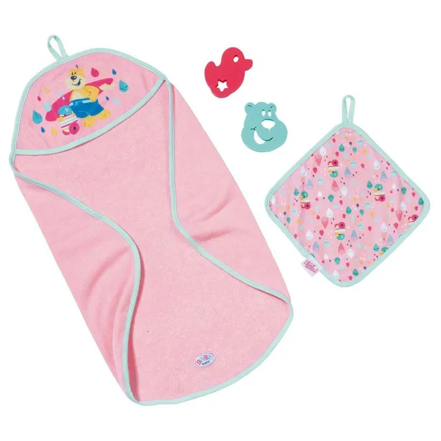 baby-born-bath-kapuzenhandtuch-schwamm-puppenzubeh-r-4-teilig-rosa-f-r-43-cm-pup image 1