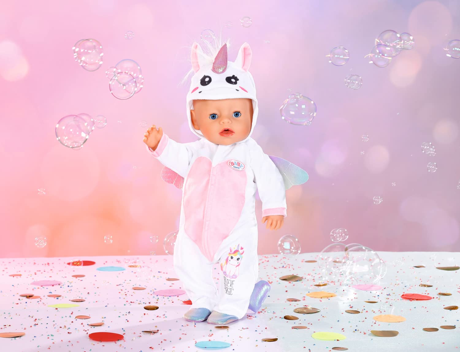 baby-born-einhorn-kuschelanzug-strampelanzug-43-cm-rosa-wei-mit-fl-geln image 3