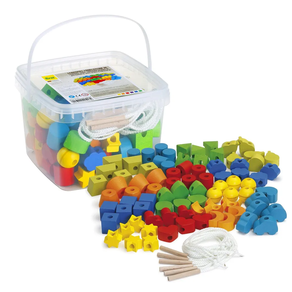 erzi-42518-f-delsteine-lernspiel-90-holzteile-mit-f-delschn-ren-im-eimer image 1