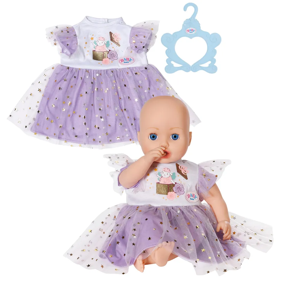 baby-born-lila-tutu-kleid-puppenkleid-mit-t-ll-und-sternen-f-r-43-cm-puppen image 1